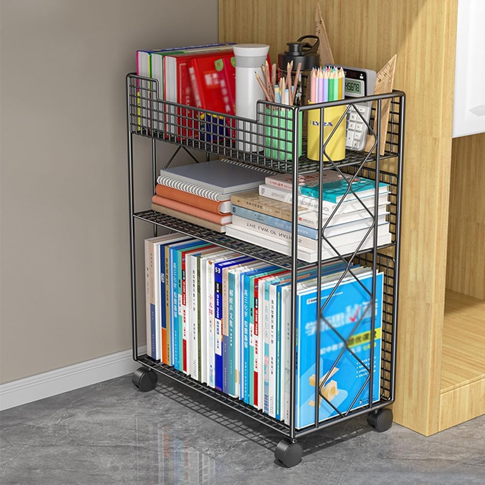 Carrello portadocumenti con ruote bloccabili e cartelle sospese, per casa e ufficio, con 3 cassetti