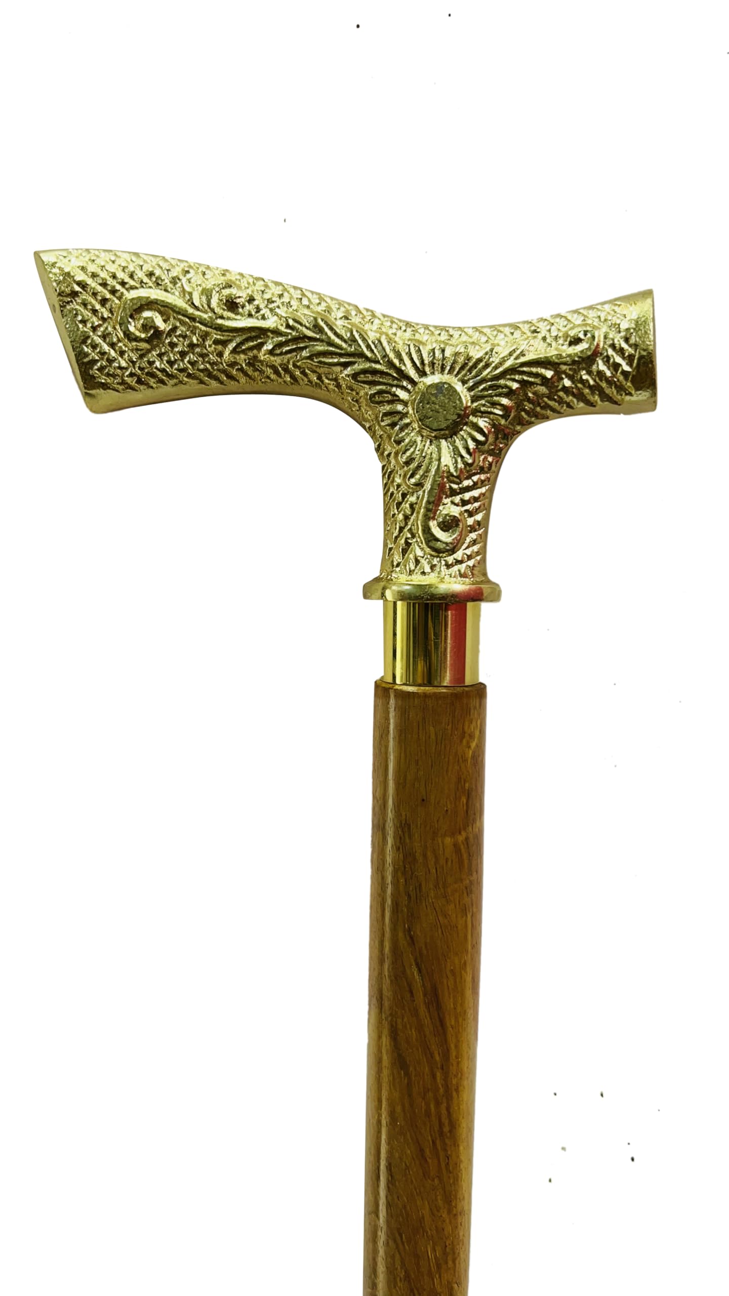 Shazia NauticalWooden and Leather Walking Stick Cane for Men, Women, and Seniors, Adjustable, Collapsible