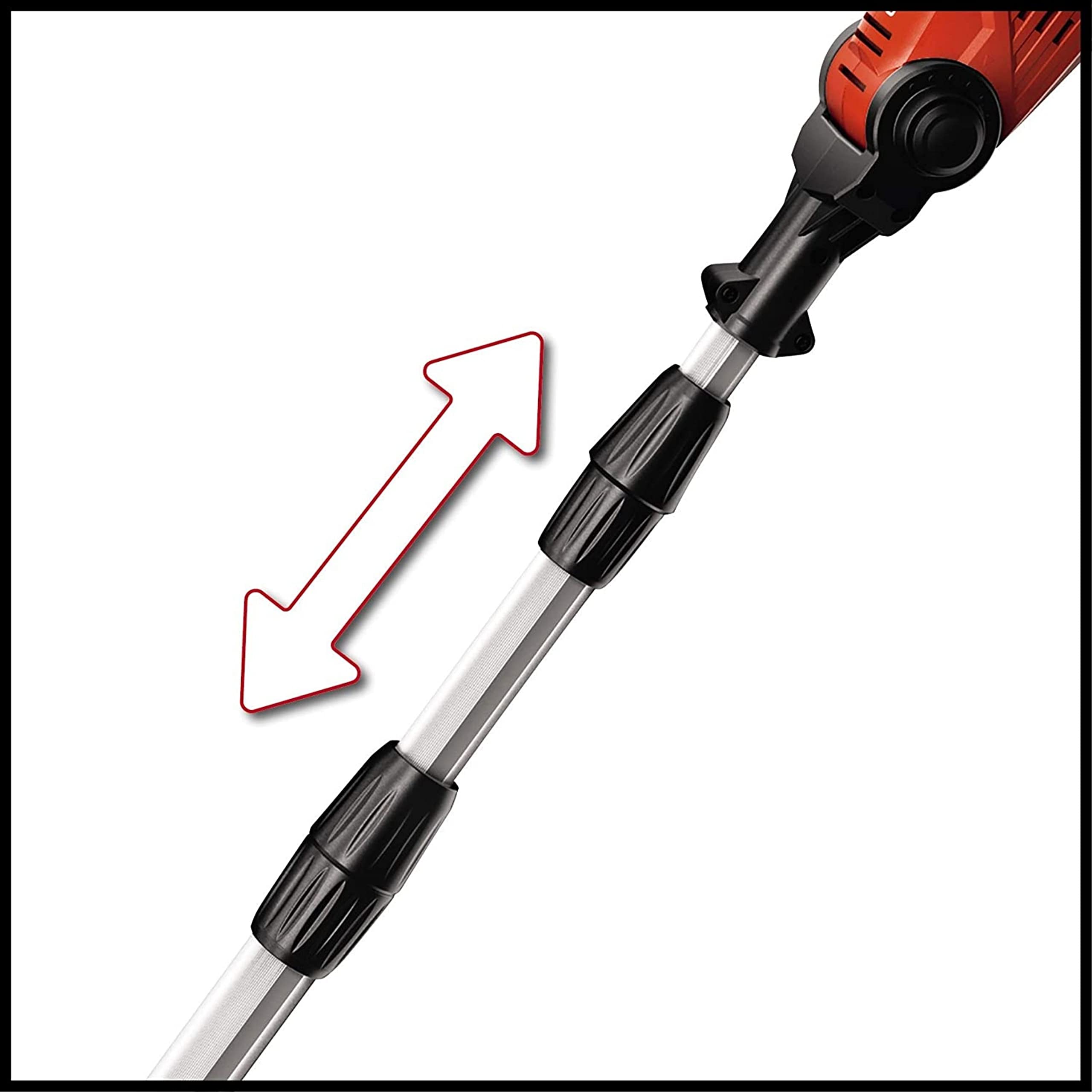 Einhell Cortasetos telescópico a batería, empuñadura adicional, engranaje de metal, arnés, bolsa, incluye 1 batería de 4.0 Ah y cargador individual