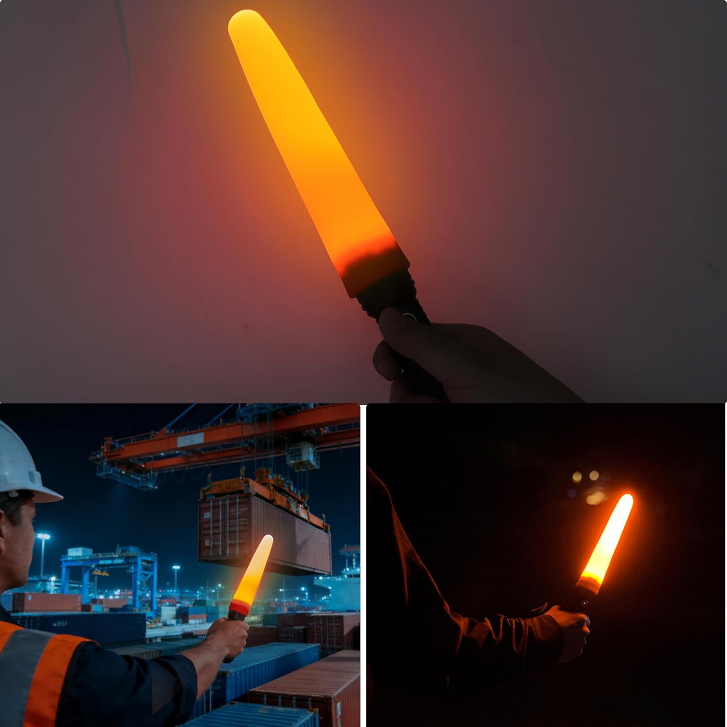 Brinyte BTW18 7-Inch Orange Silicone Traffic Wand Foldable for PT18Pro LED Flashlight, Safety Light Baton with Head Diameter of 40-45 mm/1.57–1.77 inches, for Traffic Control, Lighting & Car Directing