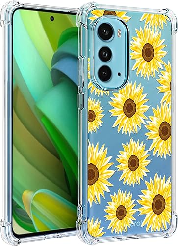 Osophter Funda para Motorola Edge 2022, Moto Edge 2022, funda floral floral para niñas y mujeres, funda de goma TPU con absorción de golpes para