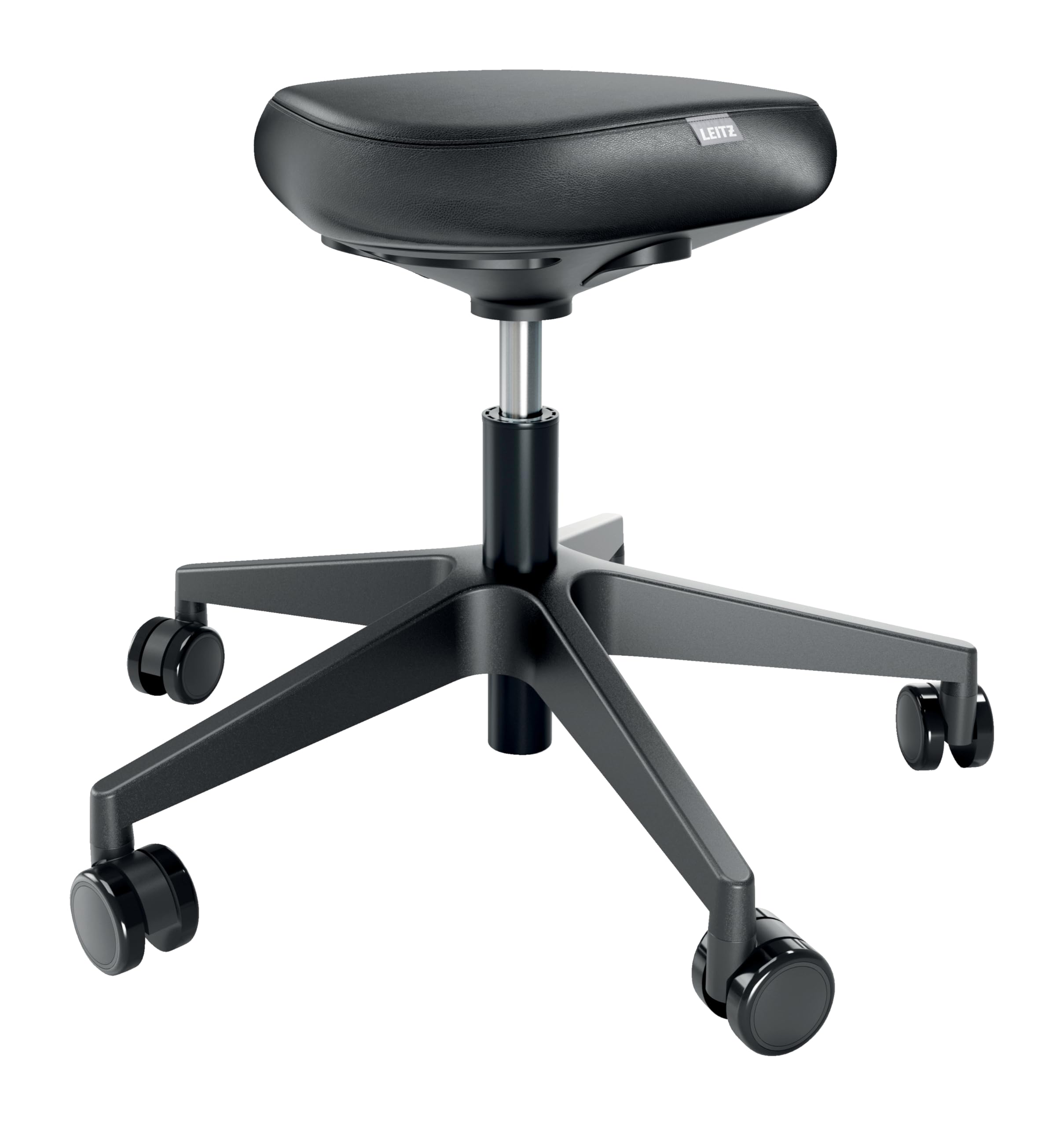 Leitz Ergo Height Adjustable (46-59cm) Stool On Wheels - Dual Density Foam Seat Cushion, Ergonomic Saddle Stool for Home, Office, Professionals and Hobbyists, Ergo Range, Black, 65780095