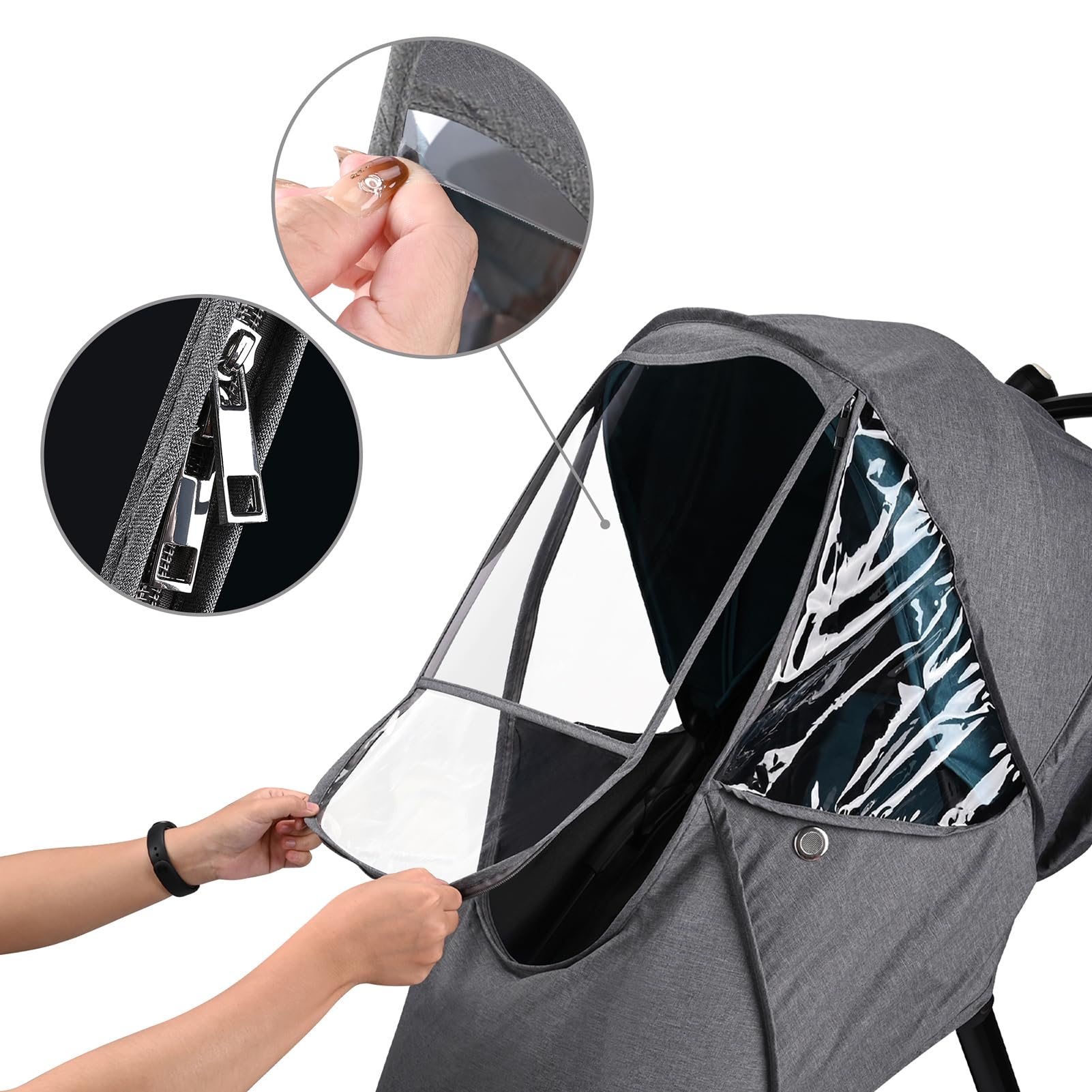 Bebamour Stroller Rain Cover Universal Stroller Accessory, Waterproof, Windproof Protection, Protect from Dust Snow - Image 4