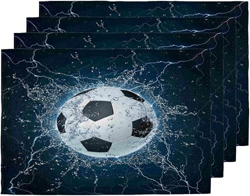 Interesting Soccer Placemats Set of 4 Table Mats Washable Placemat Waterproof Place Mats for Party Home Dining Table Decor 18x12 in