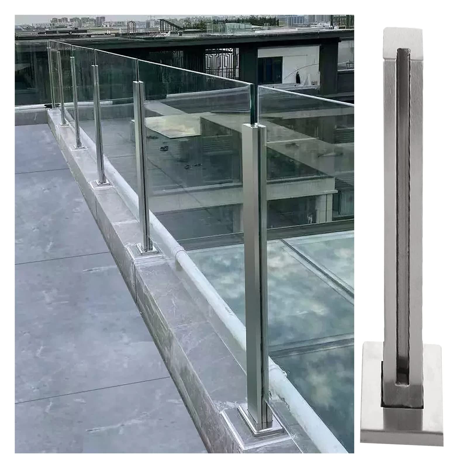 Poteau de balustrade en acier inoxydable pour terrasse et piscine au sol 12mm