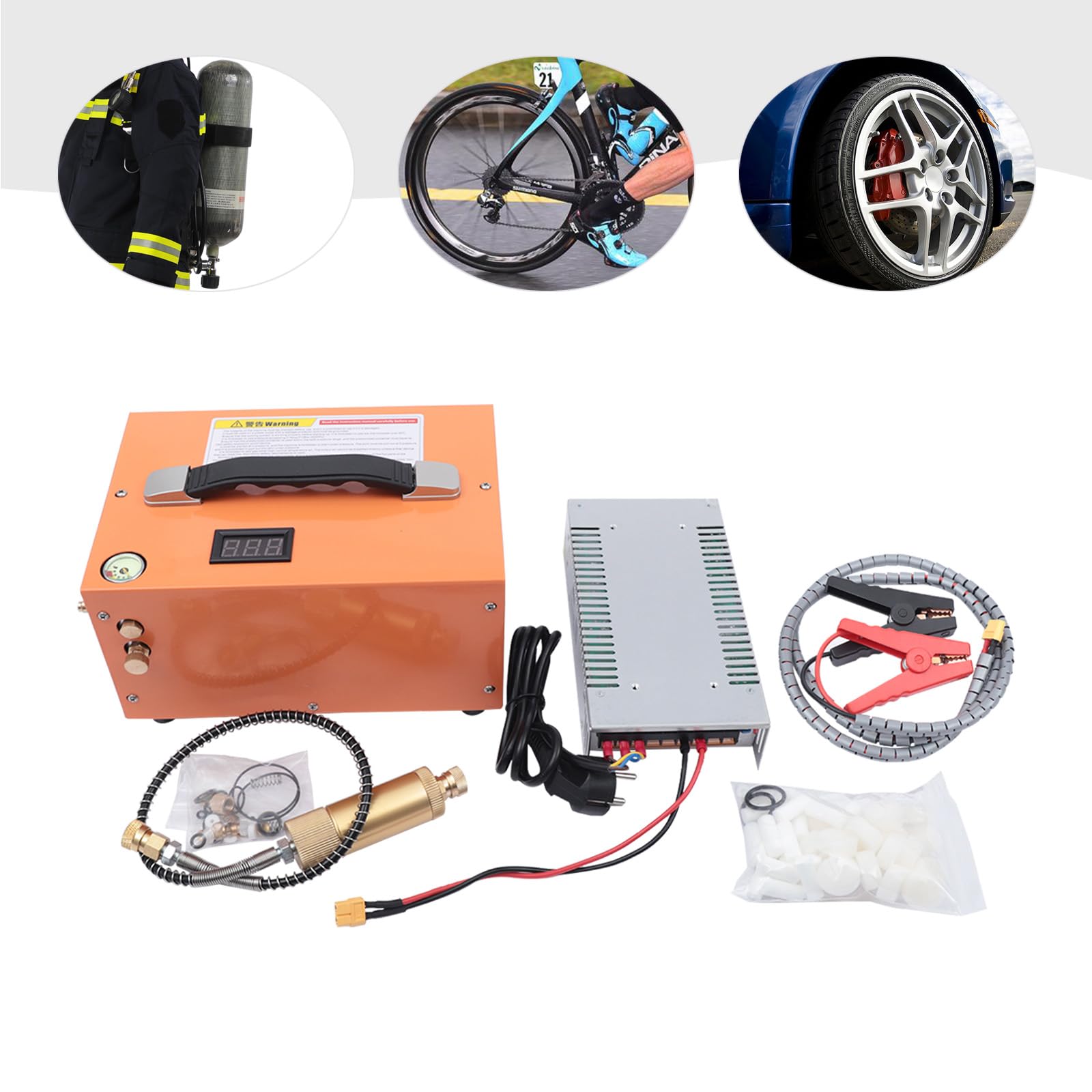 PCP kompresor 30 MPa/4500 PSI PCP sprężarka powietrza DC220 V i AC12 V w zestawie wąż wysokociśnieniowy 8 mm, sprężarka zanurzeniowa, pompa wysokociśnieniowa z transformatorem do wiatrówki, butla do