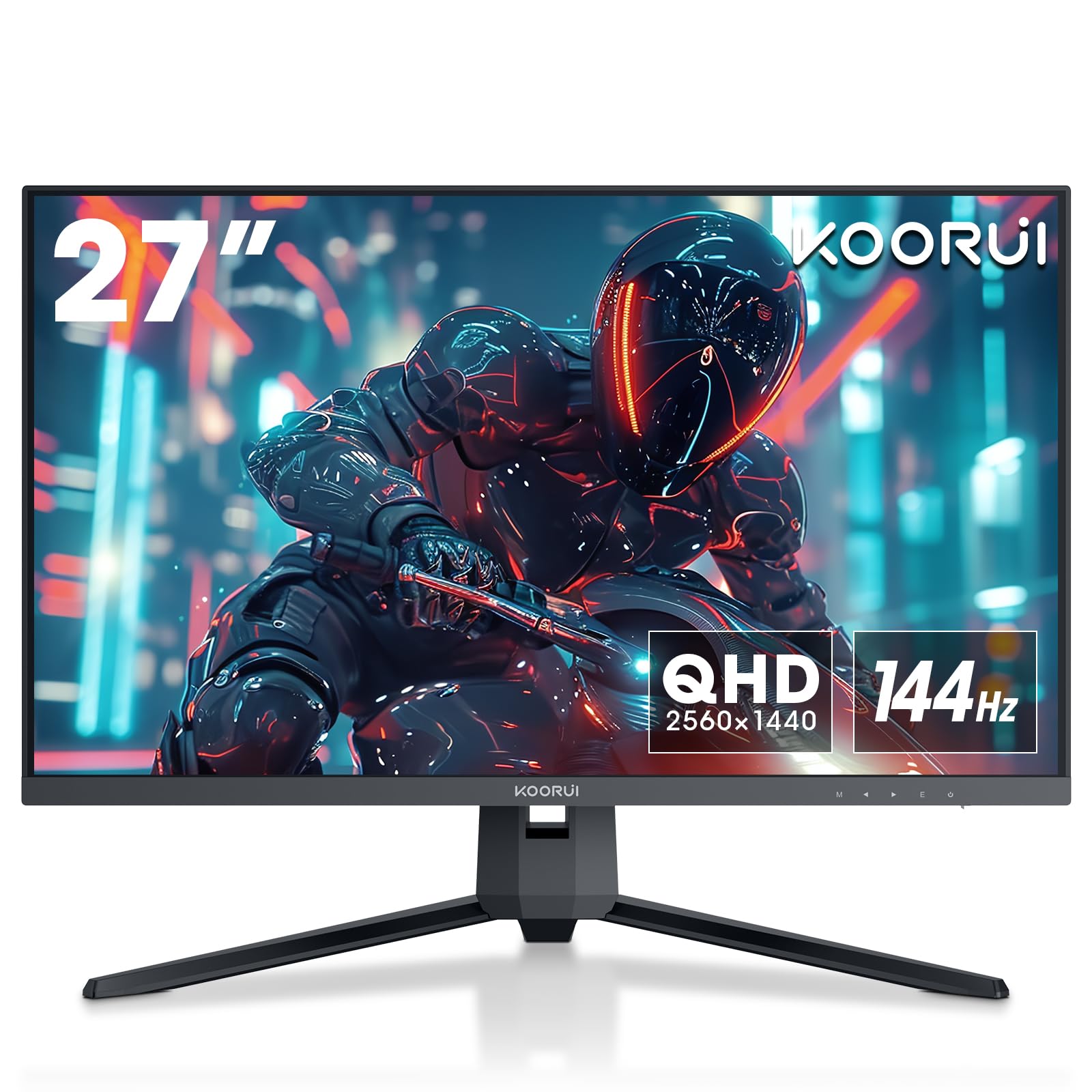 KOORUI Monitor Gaming 27 pollici, QHD 144 Hz Schermo, 1ms, DCI-P3 90% Farbumfangs, Adaptive Sync, 2560x1440, HDMI, DisplayPort, Eye-Care, VESA 75 x 75