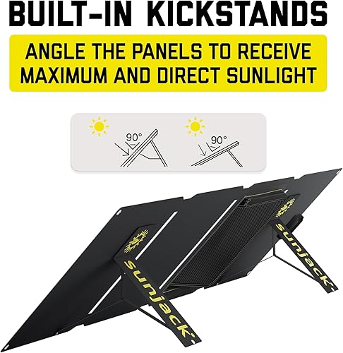 Miniatura 5 de SunJack Cargador de panel solar portátil ETFE plegable de 60 W IP67 impermeable con soportes + banco de energía de 100 W 25600 mAh, DCUSB-AUSB-C