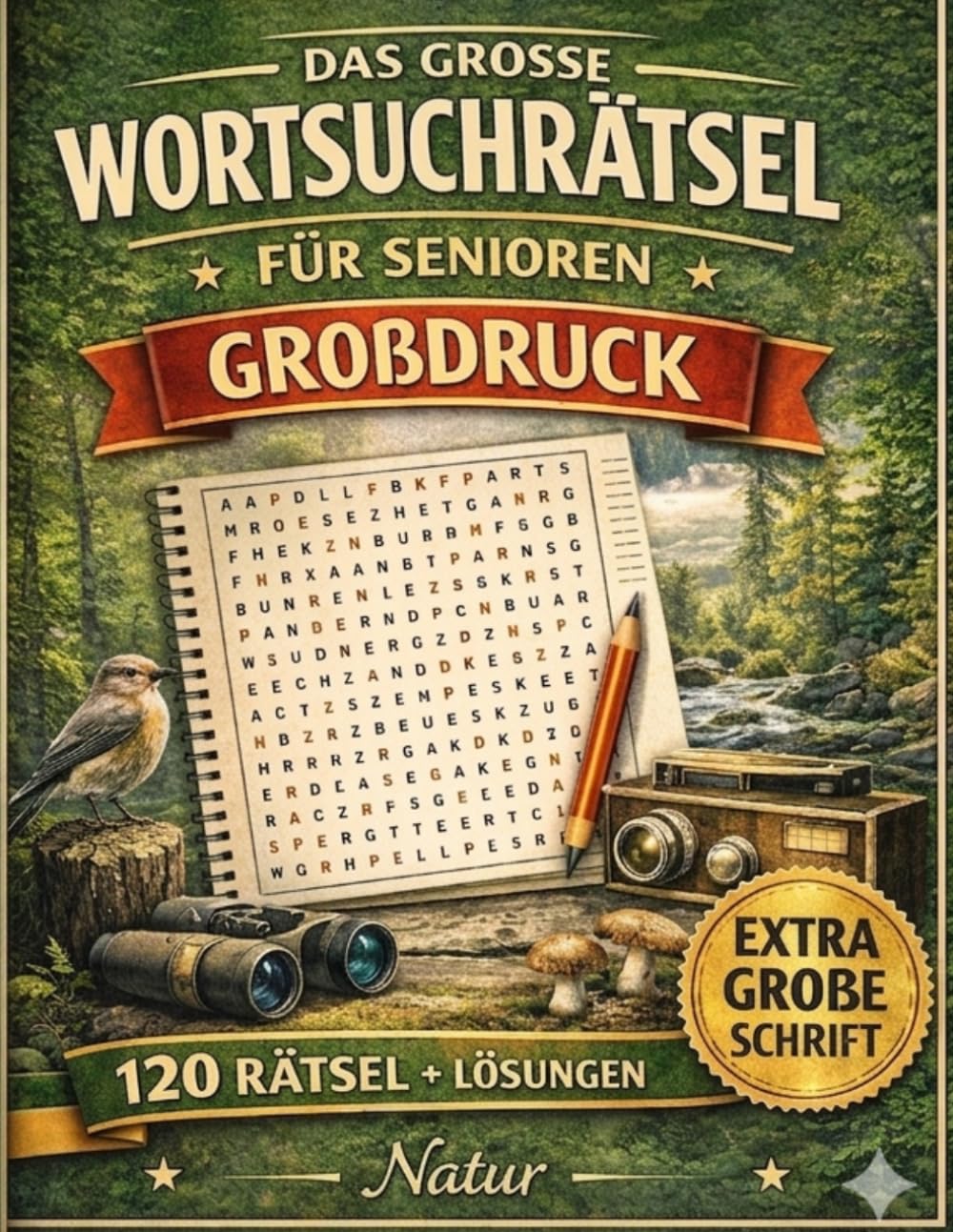 XXL Wortsuchrätsel für Senioren - Natur Buch Großdruck: 120 beruhigende Rätsel für Erwachsene - Große Schrift, leicht lesbar, fördert Gedächtnis und Konzentration (MindPuzzle Themenwelt für Senioren)