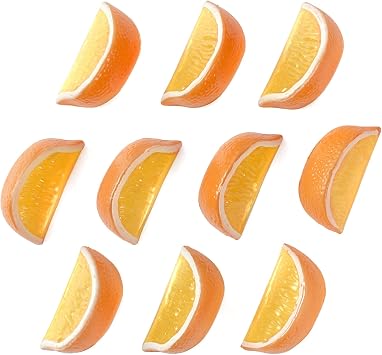 Fake Orange Block Artificial Fruit Wedge Slice Simulation Lifelike for Home Party Kitchen Decoration 10 pcs
