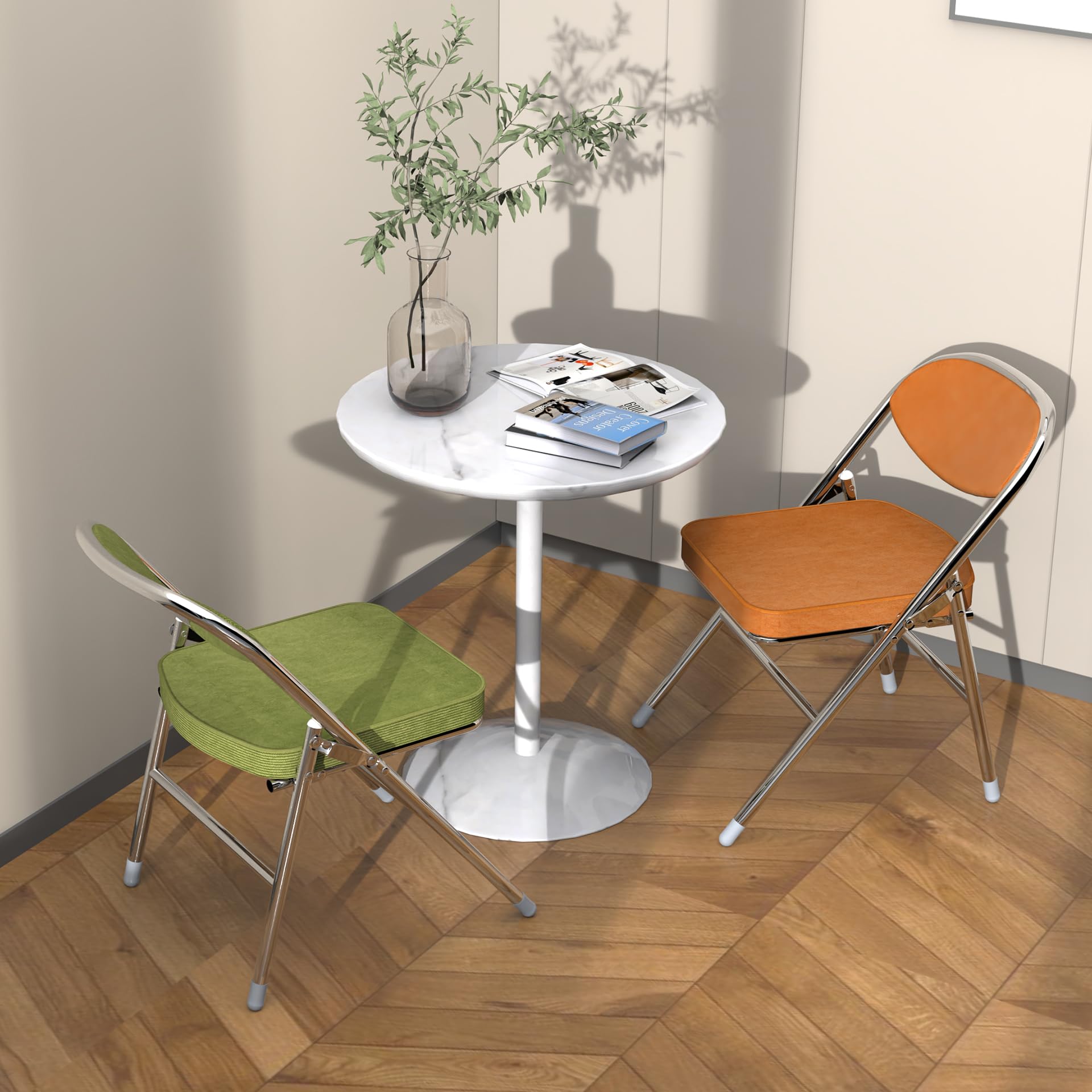 4 Chaise Pliante Chaise Visiteur Chaise Pliante rembourrée en Tissu Chaise de Salle à Manger Pliante conviennent à la Cuisine,l'intérieur, l'extérieur,Salle de conférence Rouge-Marron
