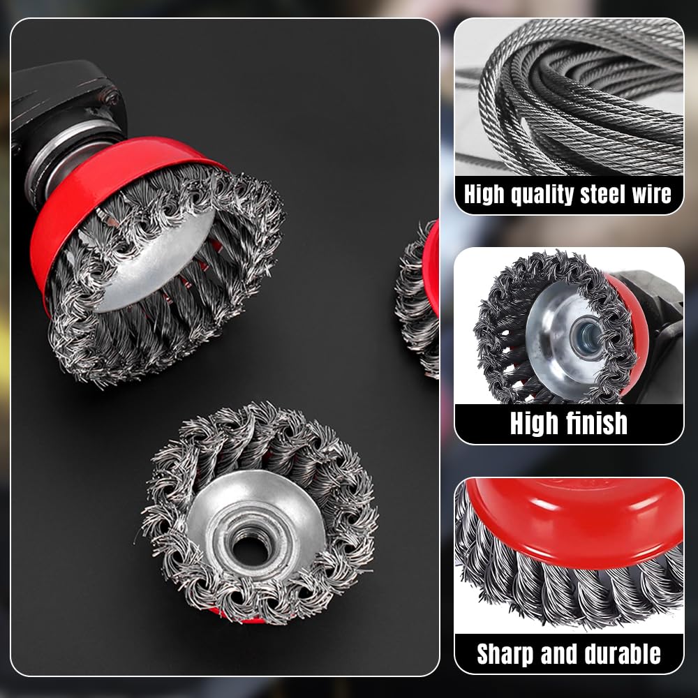 Spazzole Per Smerigliatrice Angolare | Set 4 Pezzi | Ø 75 Mm E 100 Mm | Per Rimuovere Ruggine E Vernice - Foto 4