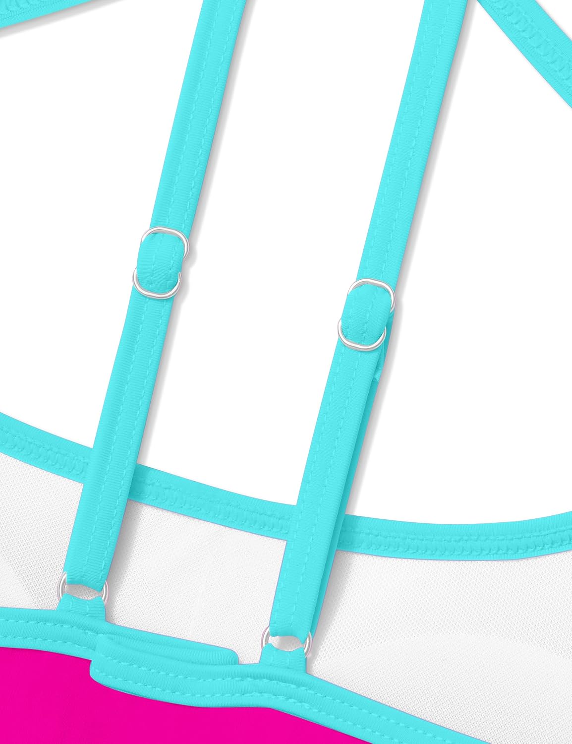 Girls Swimsuit Colorful Contrast Trim Bikini Sets Color Block Bathing Suit Two Piece Swimwear with Chest Pad 9-16Y - Image 8