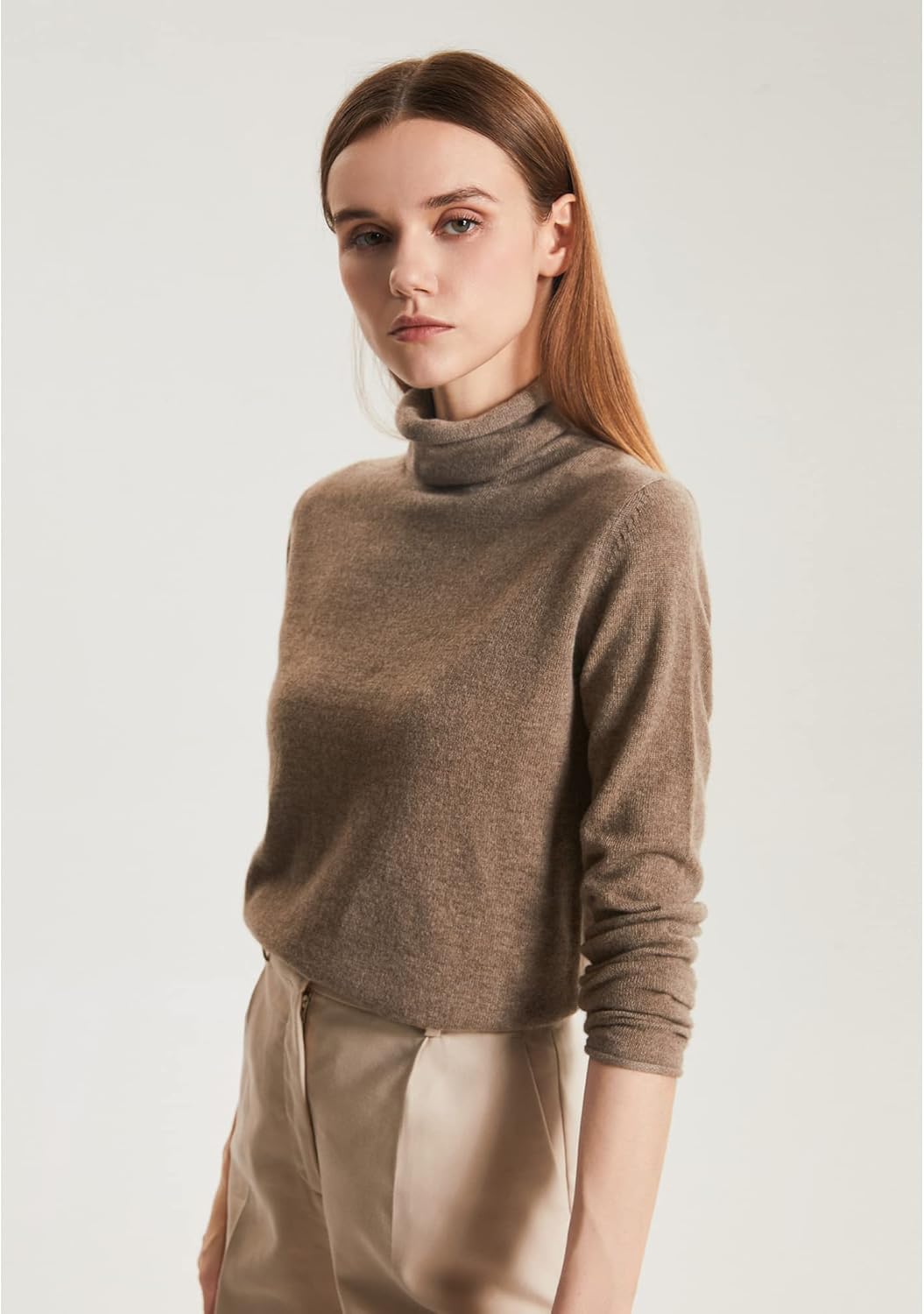 GreenMount Women's Turtleneck Sweater 100% Pure Cashmere Essential Long Sleeve Pullover Pile Collar Sweater for Women - Image 4