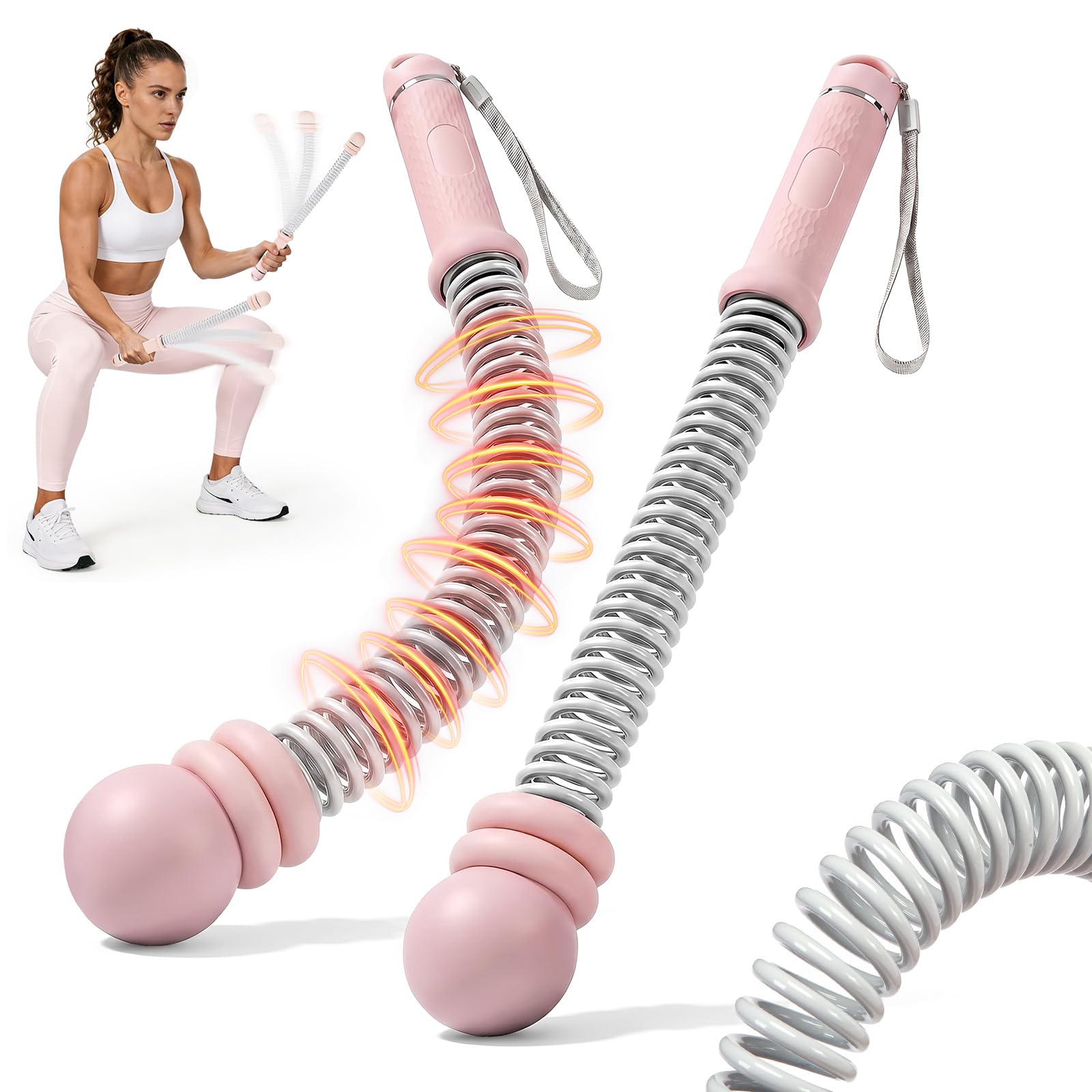 KUZARO Upgrade Weighted Ropeless Battle Ropes for Women, Quiet Adjustable Cordless Battle Ropes for Home Gym HIIT Cardio & Strength Training, Portable Exercise Rope for Arm & Core, Apartment Gear