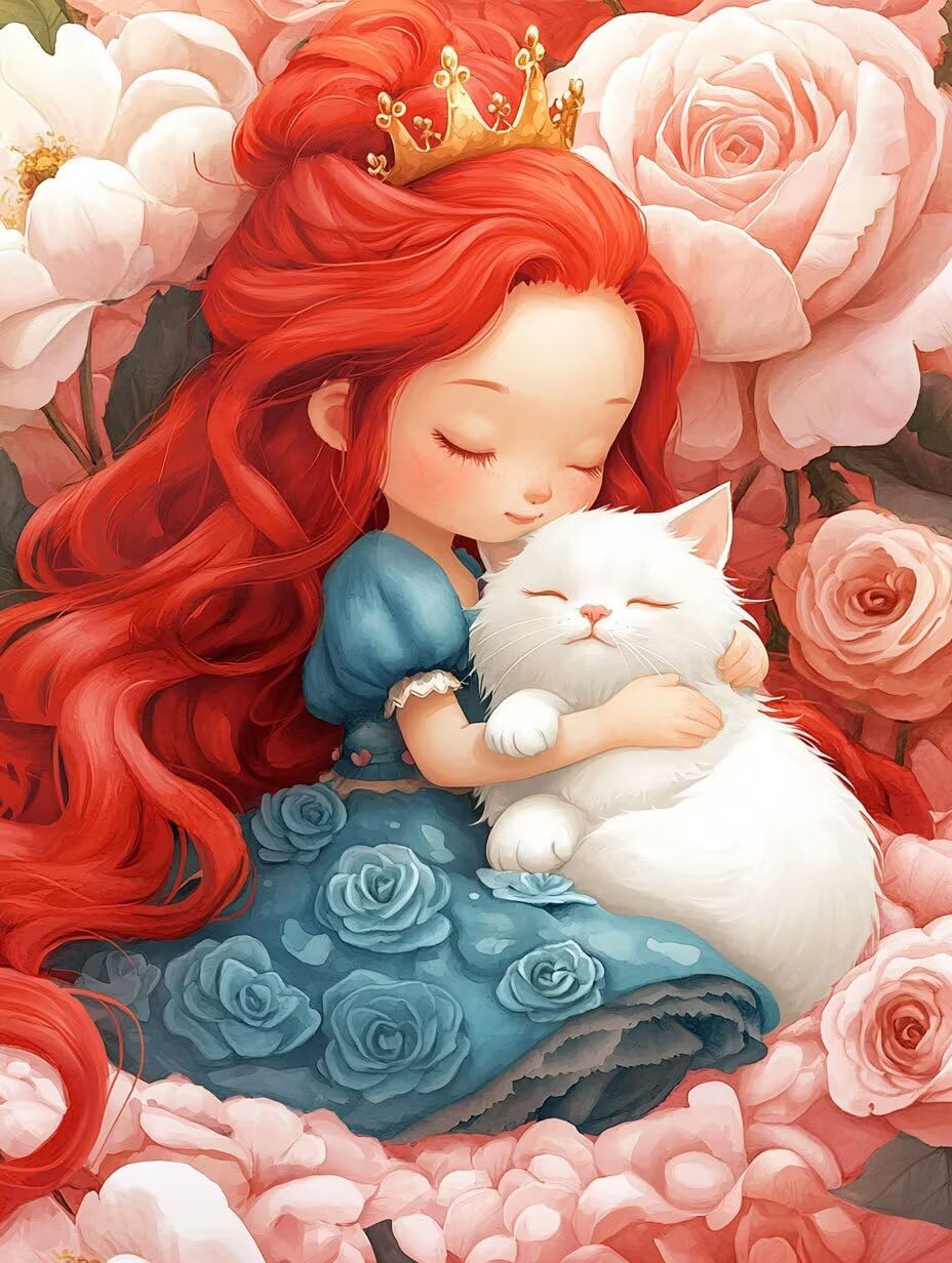 Mädchen mit Katze Malen Nach Zahlen Erwachsene Anfänger, 60x80cm c-728 | Handgemalt Ölgemälde Kit für Mädchen Jungen ab 7 8 9 Jahre, Rahmenlos, für die Wanddekoration zu Hause, DIY Acrylmalerei