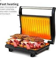 Vista 8 de Aigostar Panini Press Grill Sandwichera y hervidor eléctrico pequeño 1L 1100W