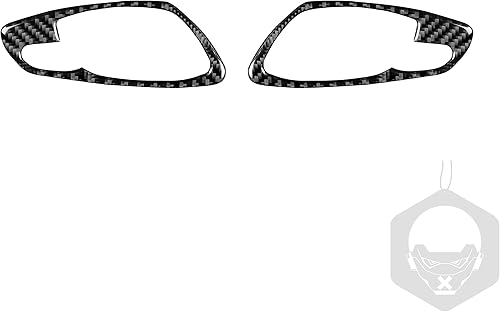 Miniatura 2 de RRX Cubierta de marco para manija interior de la puerta del automóvil, calcomanía de fibra de carbono negro real para puerta de agarre abierto,