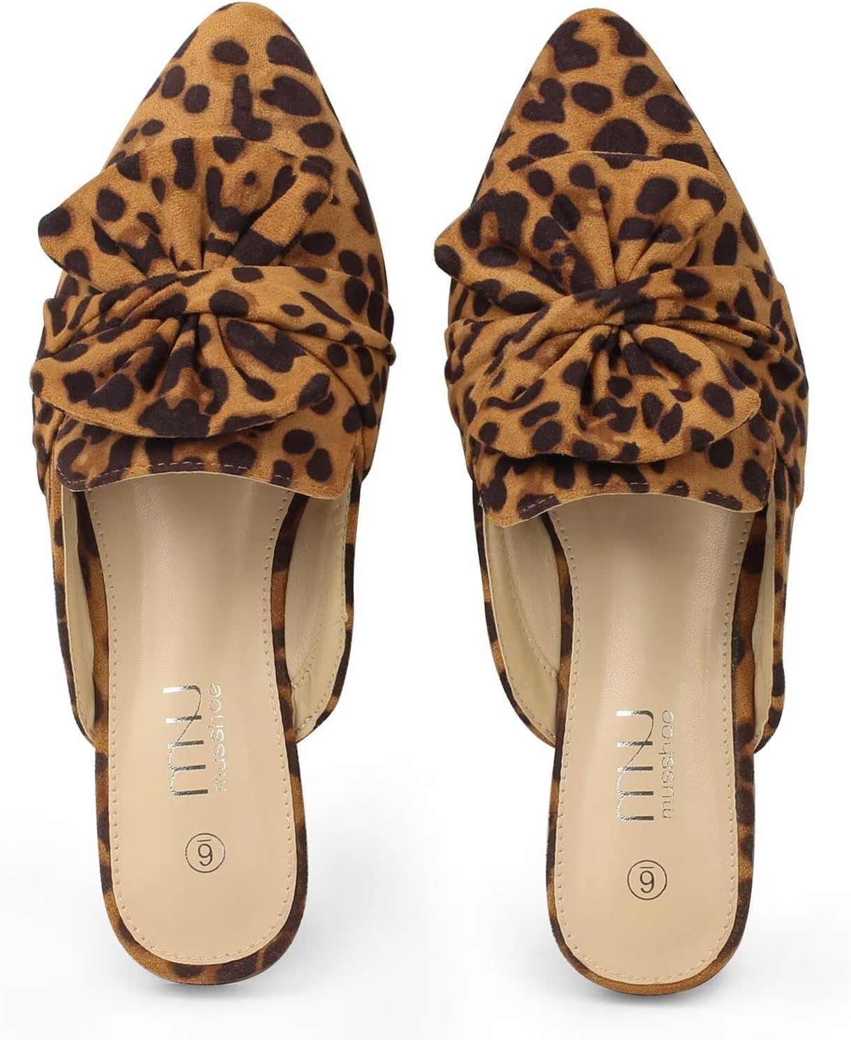 MUSSHOE Suede Bowknot Mules for Women: Comfortable Lightweight Pointed Toe Slip On Flats - Non-Slip Dressy Backless Loafers for Office Business & Everyday Wear - Image 6