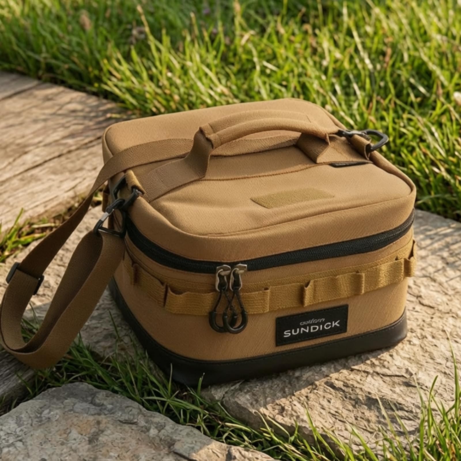 Outdoor Kühltasche Isoliertasche Picknicktasche Lunchbag mit 900D Gewebe Und PET Isolierung Faltbar mit Reißverschluss 8 L Volumen Gepolsterter Griff, Ahorn-Tanz