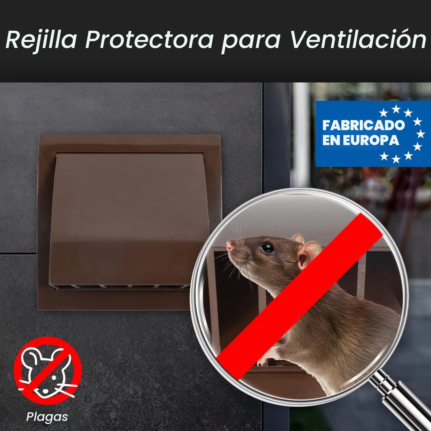 Repa Market Capucha de ventilación marrón de 150 mm para secadora, cubierta de conducto para paredes, cubierta de protección de plástico ABS con cubierta de lluvia y amortiguador de corrientes