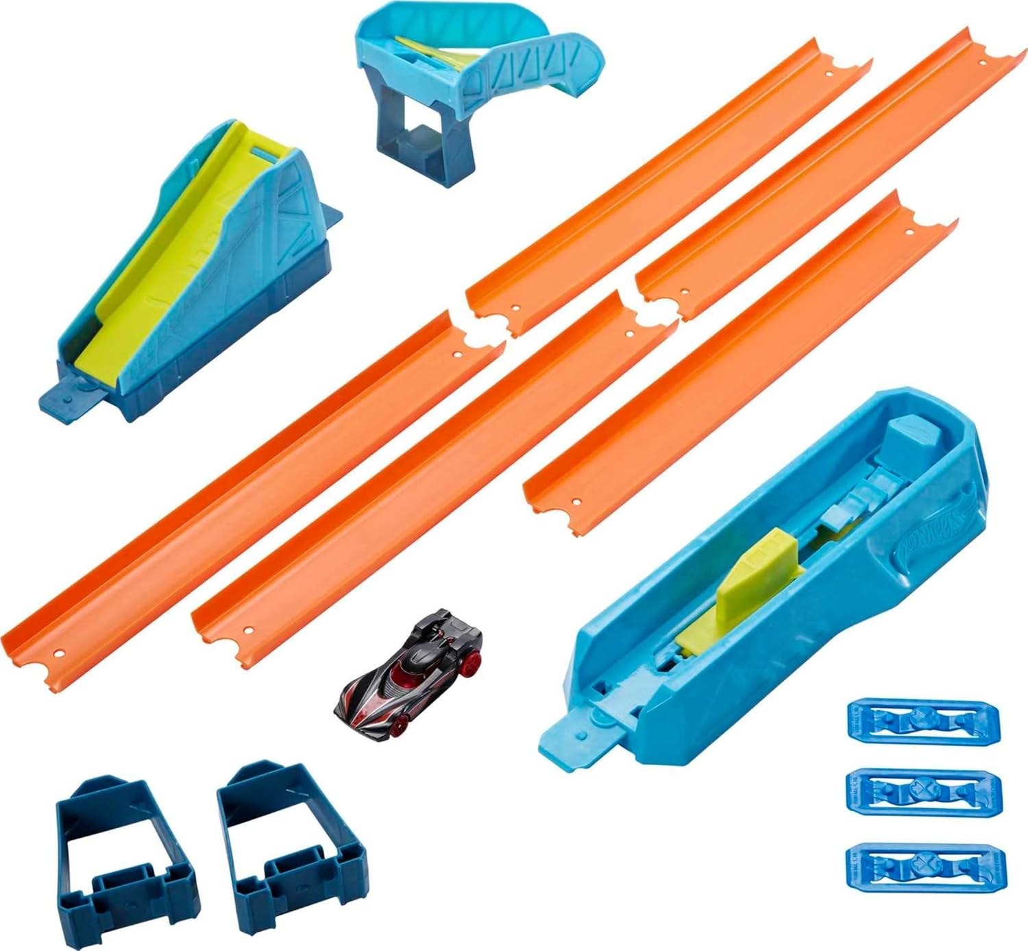 Hot Wheels Toy Car Track Set, Track Builder Unlimited Long Jump Pack, Playset with 13 Component Parts & 1:64 Scale Vehicle
