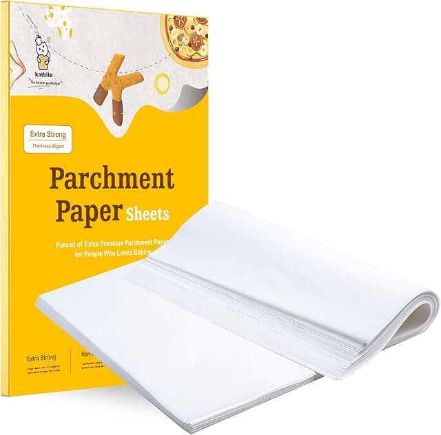 Katbite 200PCS 12x16 In Heavy Duty Flat Parchment Paper, Parchment Paper Sheets for Baking Cookies, Cooking, Frying, Air F...