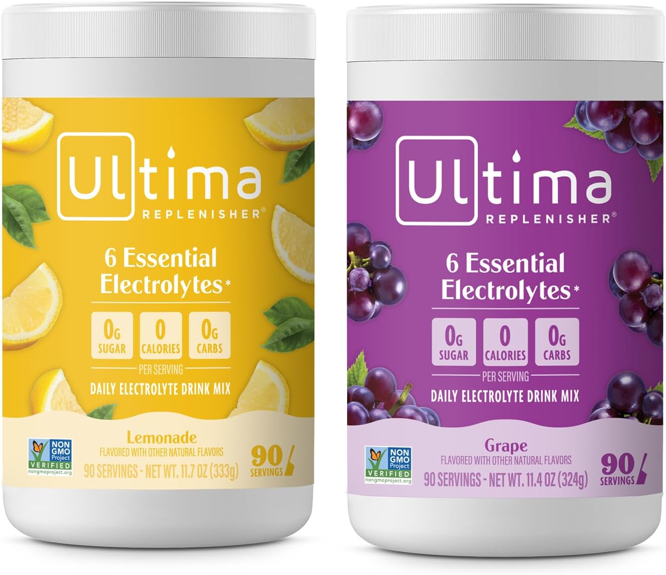 Electrolyte Powder Drink Mix Bundle – Sugar Free – Lemonade and Grape, 90 Servings – Hydration Powder - 6 Key Electrolytes and Trace Minerals – Keto Friendly, Non-GMO