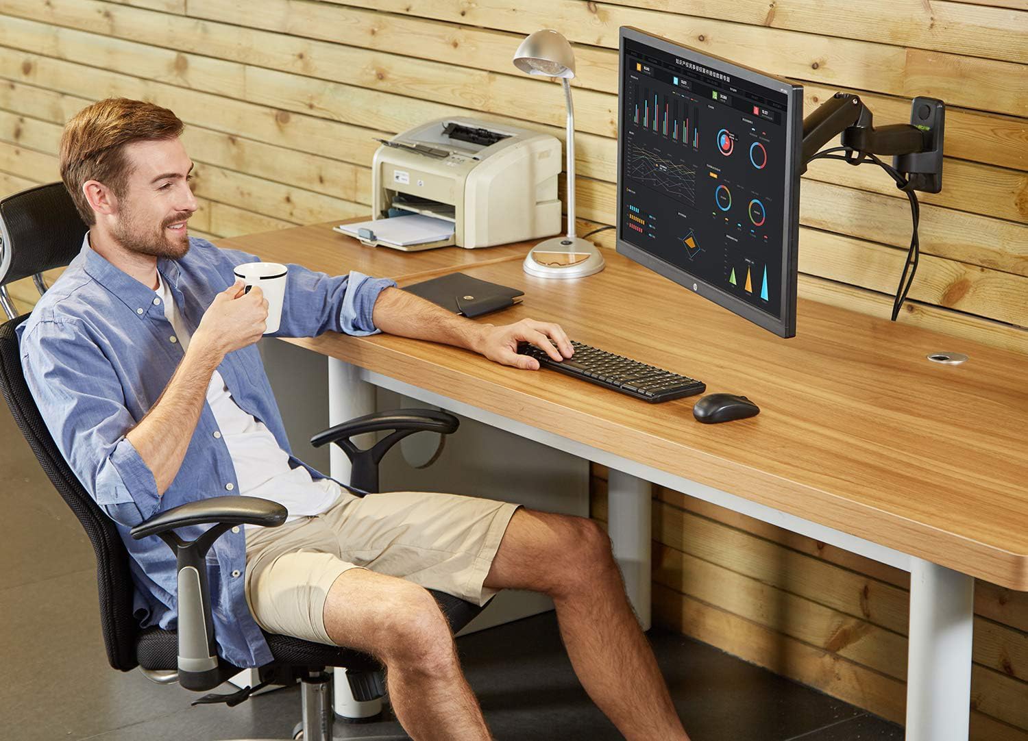 NB North Bayou TV Monitor Wall Mount Bracket Full Motion Articulating Swivel for 17-35" Monitors (Load Capacity from 6.6 to 26.4lbs) Double Extension F150