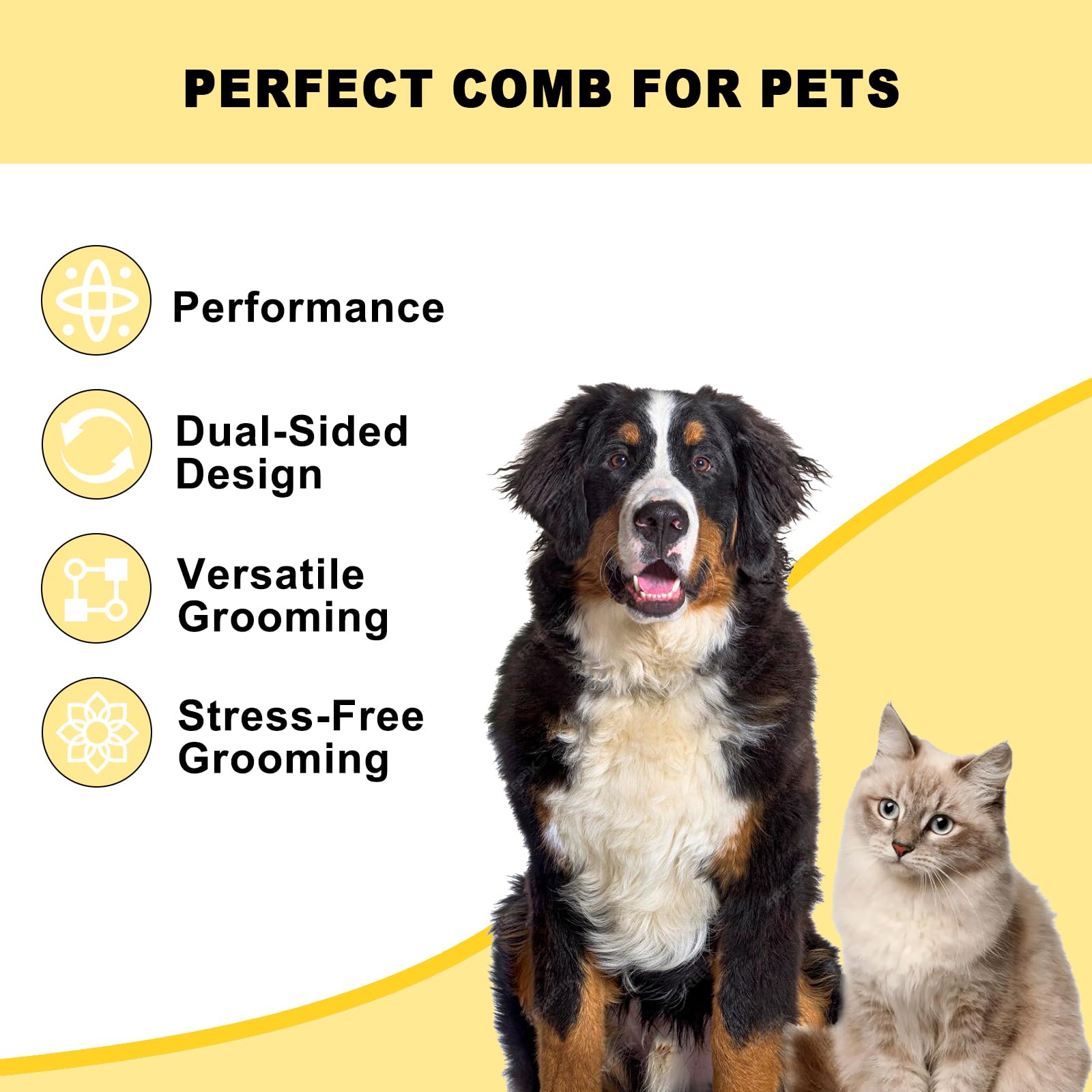 NursCare Pet Grooming Brush, Double Sided Undercoat Rake for Dogs & Cats, Professional Deshedding Brush and Dematting Tool - Image 2