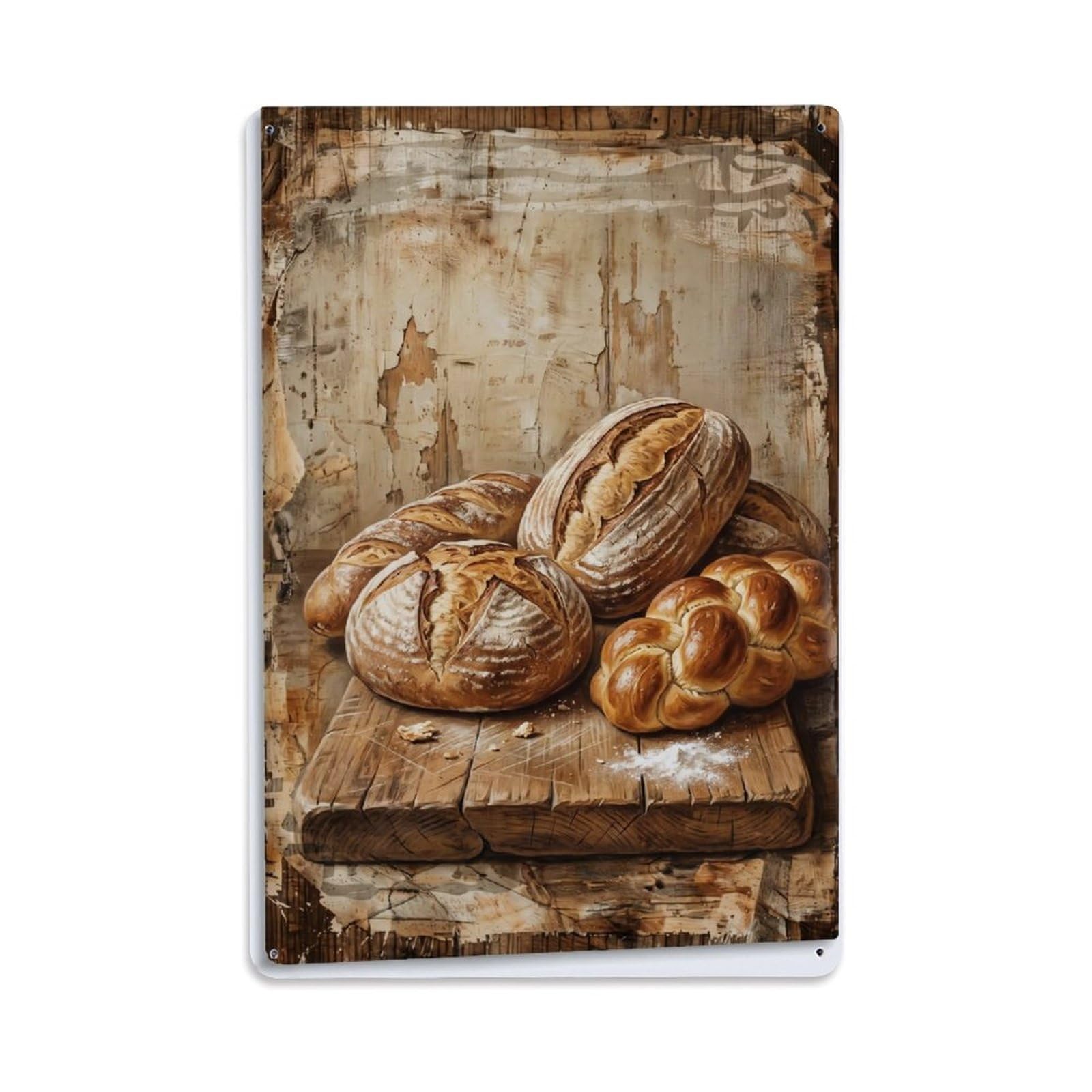 Country Kitchen Fresh Bread Baking Countryside Home Metal Tin Sign Plaque Wall Decor for Cafe, Club Bar, Office, Home Garden Metal Poster 8x12Inch