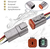 Vista 3 de HiSport - Kit de conectores DT impermeables de 6 pines, conectores de cable macho y hembra de 6 pines para coche, camión, barco, 1 juego de conector