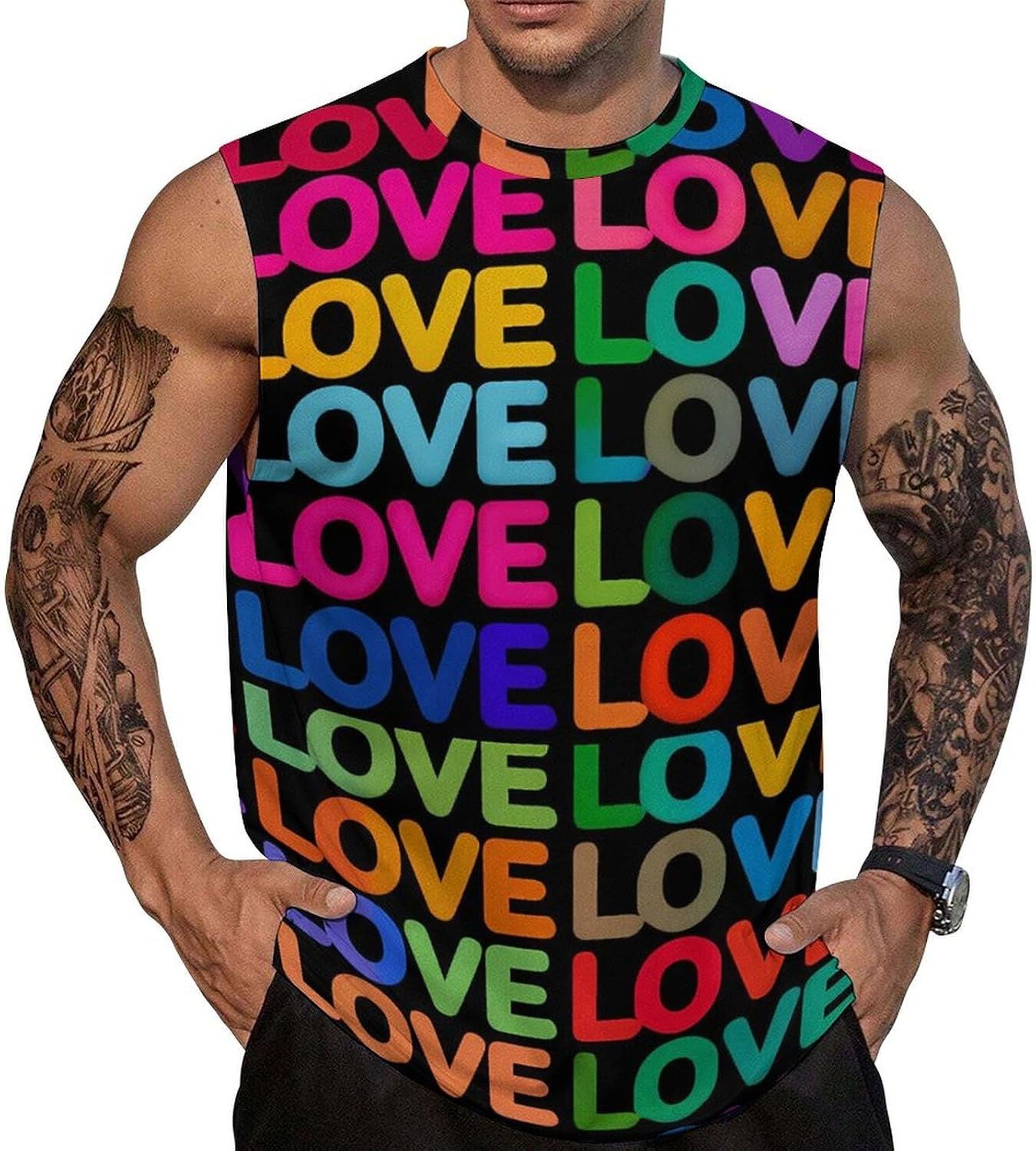 Rainbow Love Men Summer Sleeveless Crew Neck Top 5XL