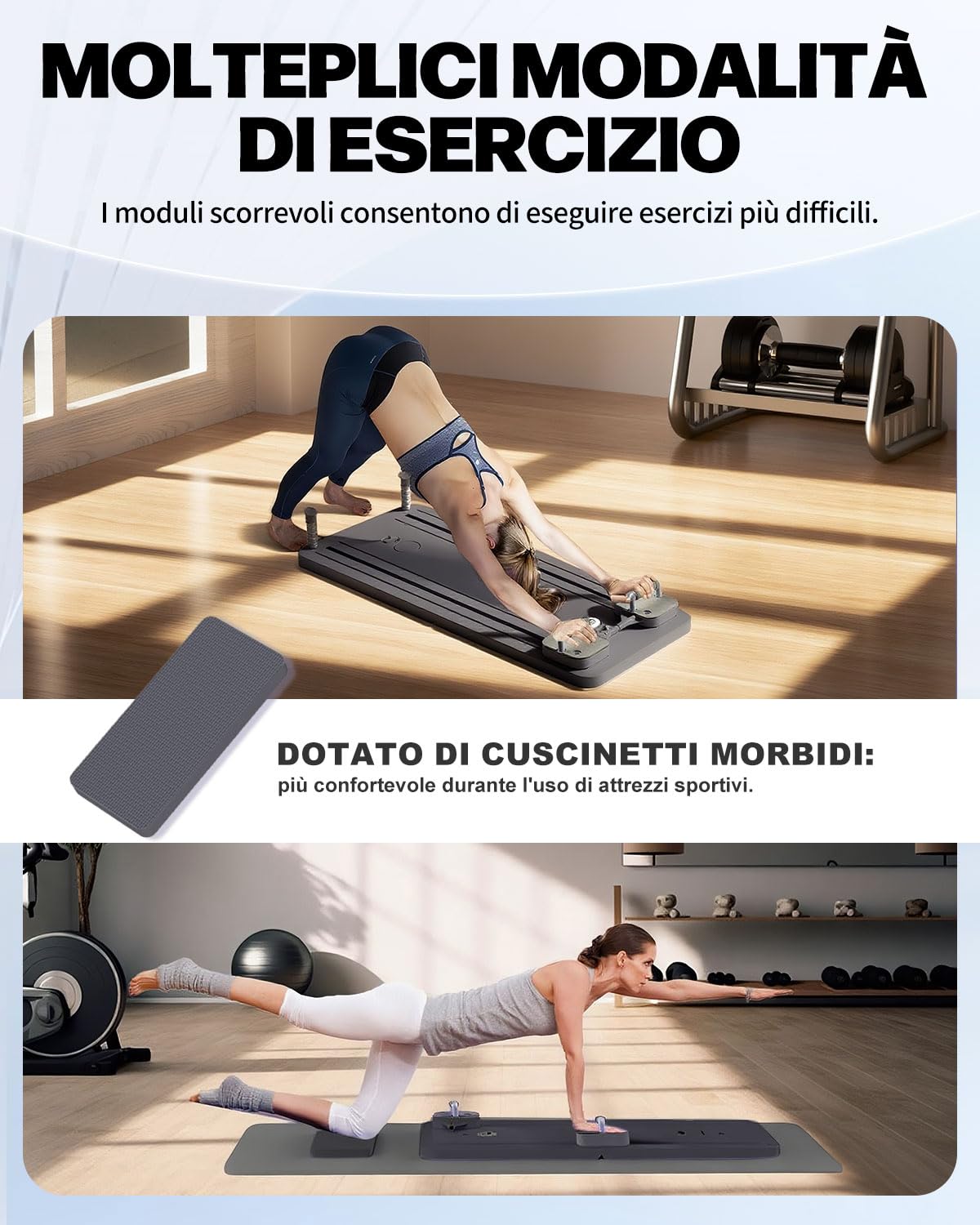Tavola Pilates Reformer Multifunzione per Casa con Timer Integrato - Attrezzo per Allenamento Completo di Core, Addominali e Corpo Intero - Design Pieghevole e Antiscivolo per Uomini e Donne