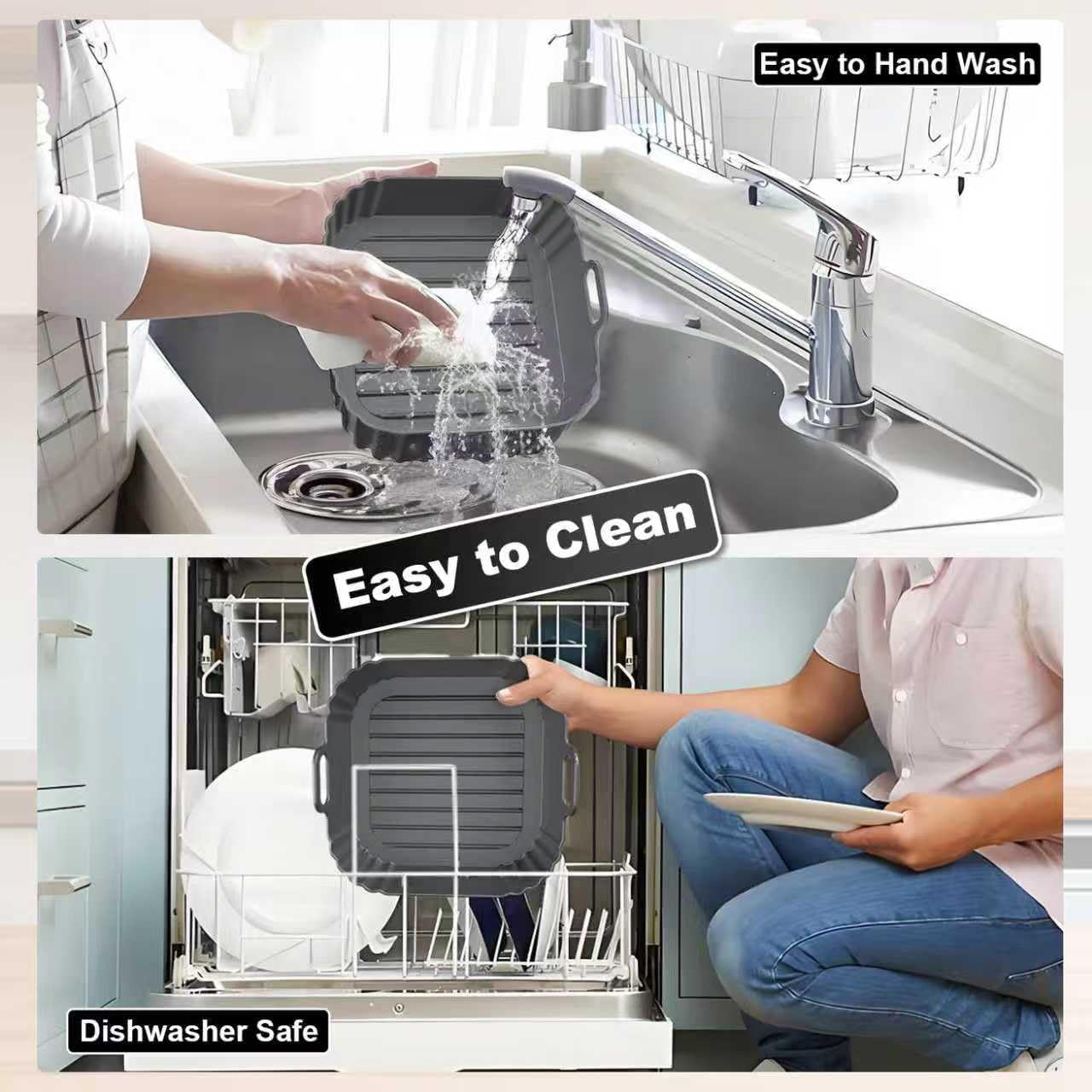 8.5 Inch Square Silicone Air Fryer Liners 2 Pack, Reusable Air Fryer Basket Liners for Ninja AF141 AF142 AF181, COSORI, Cuisinart, Chefman, Instant Air Fryer 5–6.5 QT - Image 8