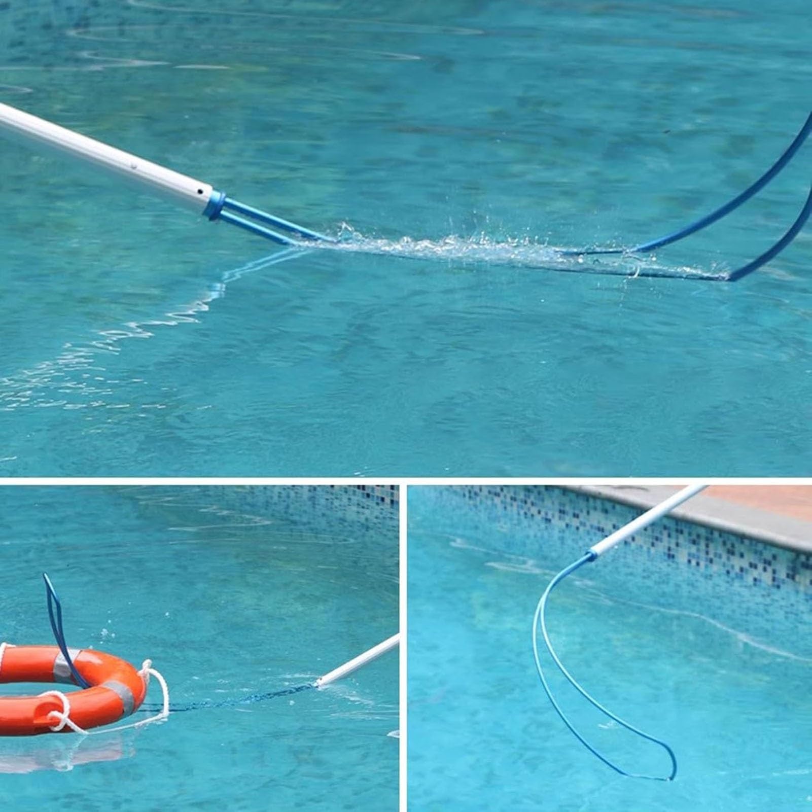 Oracra Pool Safety Hook 3.3/9.8/16ft Telescopic Pool Pole Rescue Hook, Commercial Pool Hook Rescue, Life-Saving Safety Hook for Drowning Swimmers/Cleaning Pool Walls(500cm(16ft) Pole+Hook)