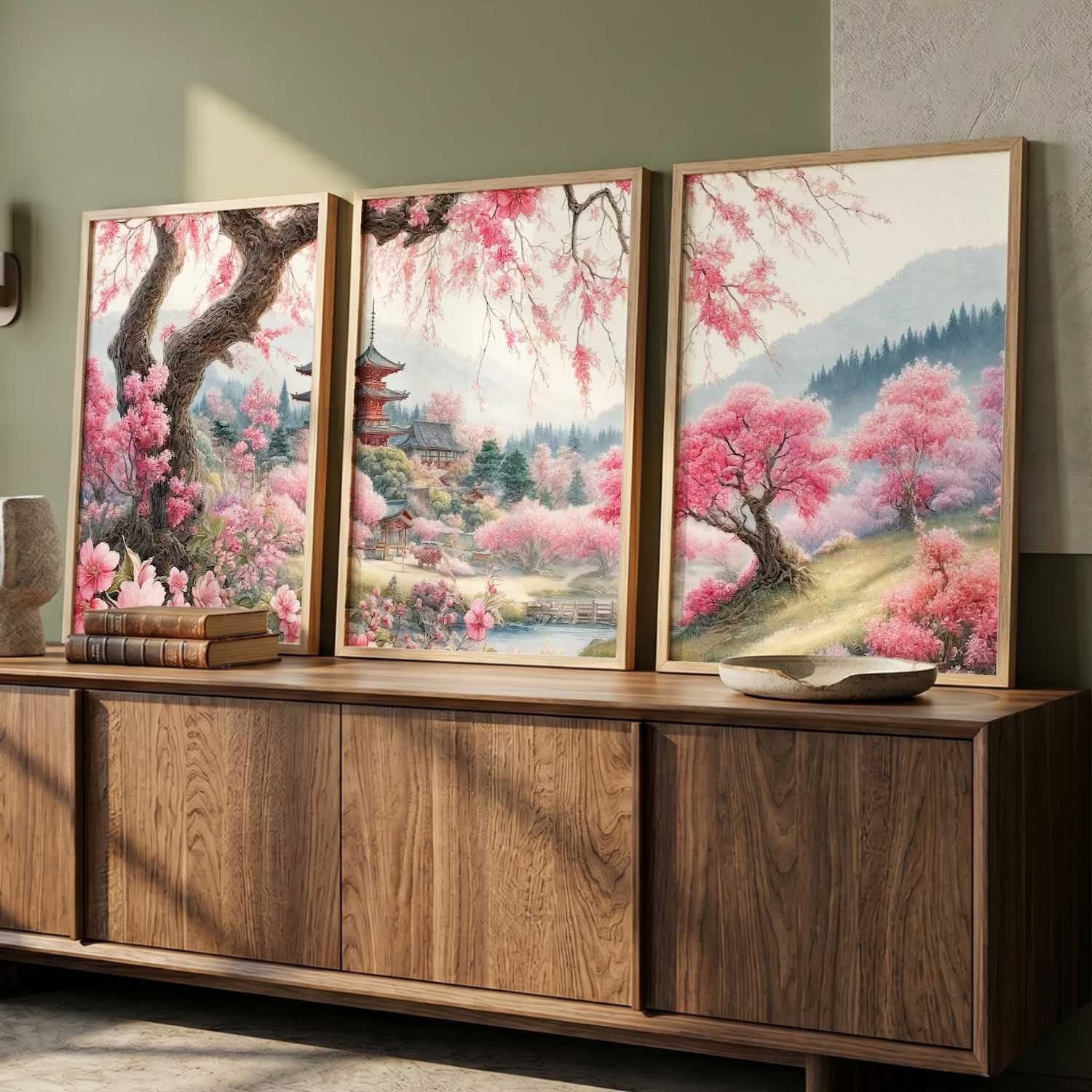 Mountain Wall Art Set - 3 Framed Paintings -25