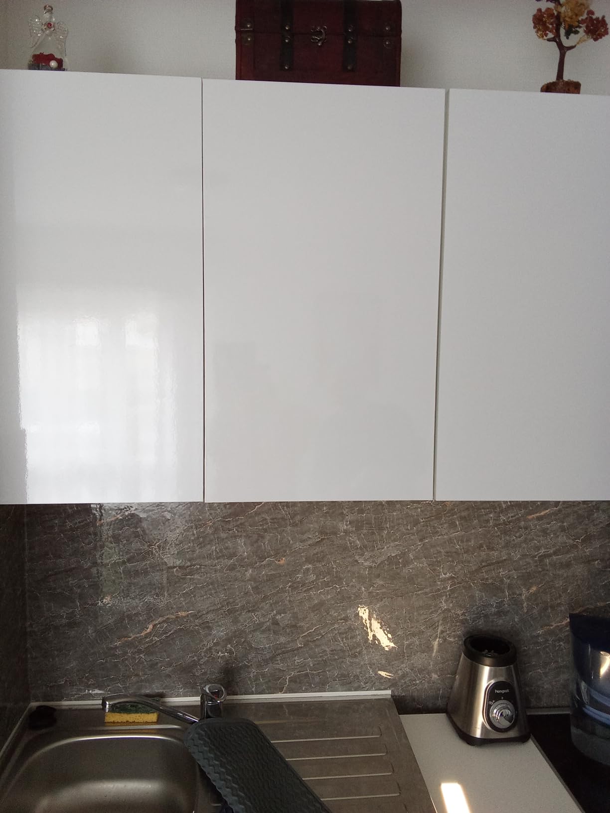 HotDecor Papier Adhésif Marbre Noir 60x300cm - Film Autocollant Pour Meubles Et Plans De Travail