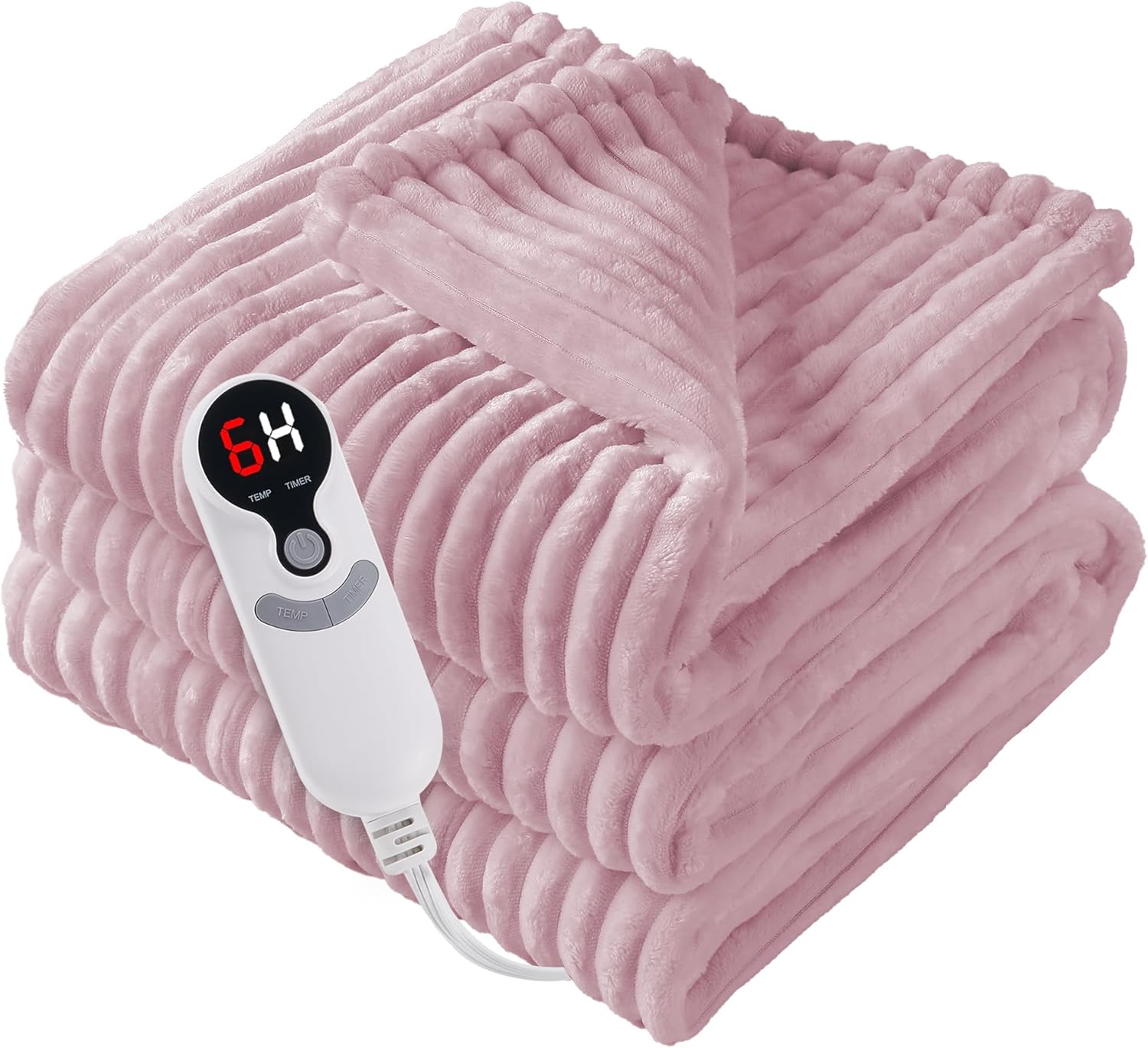 Electric Heated Blanket Full Size 72"x84" with Cozy Flannel, 6 Heat Settings & 10 Hours Auto Off, Soft & Cozy Warming Throw for Home, Office, or Bed, Machine Washable, Pink - Image 8