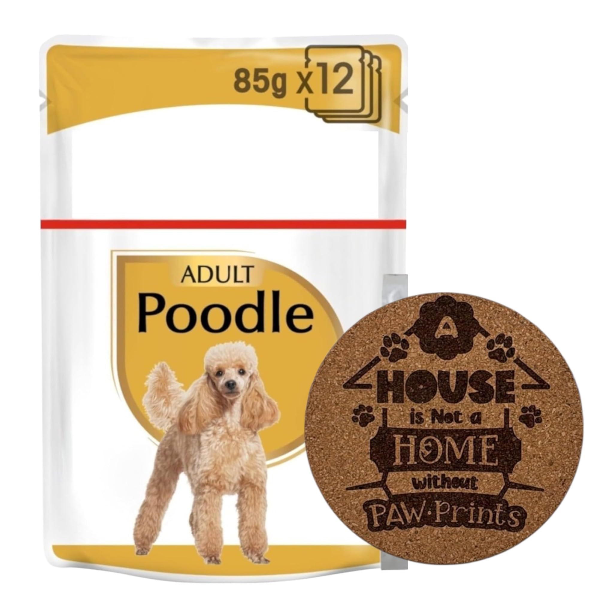 Wet Poodle Dog Food Bundle 12x85g Pouches plus AETN Coaster, Tailored Nutrition for Your Precious Poodle Over 10 Months Old