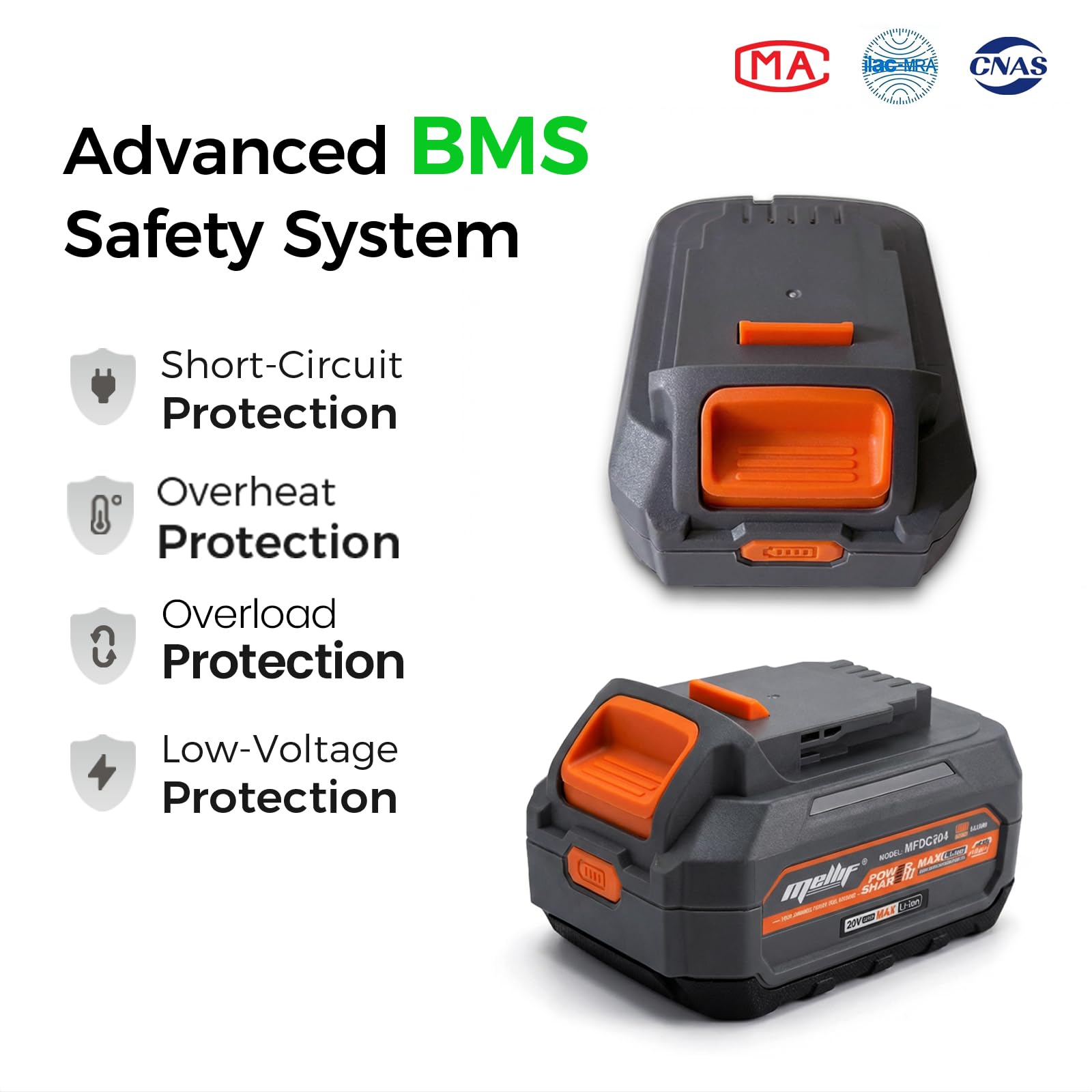 Mellif 20V 4.0Ah Battery & 4A Rapid Charger Kit – Lithium Ion, 10C/40A Discharge, Compatible With Mellif 20V Max Tools, LED Indicators