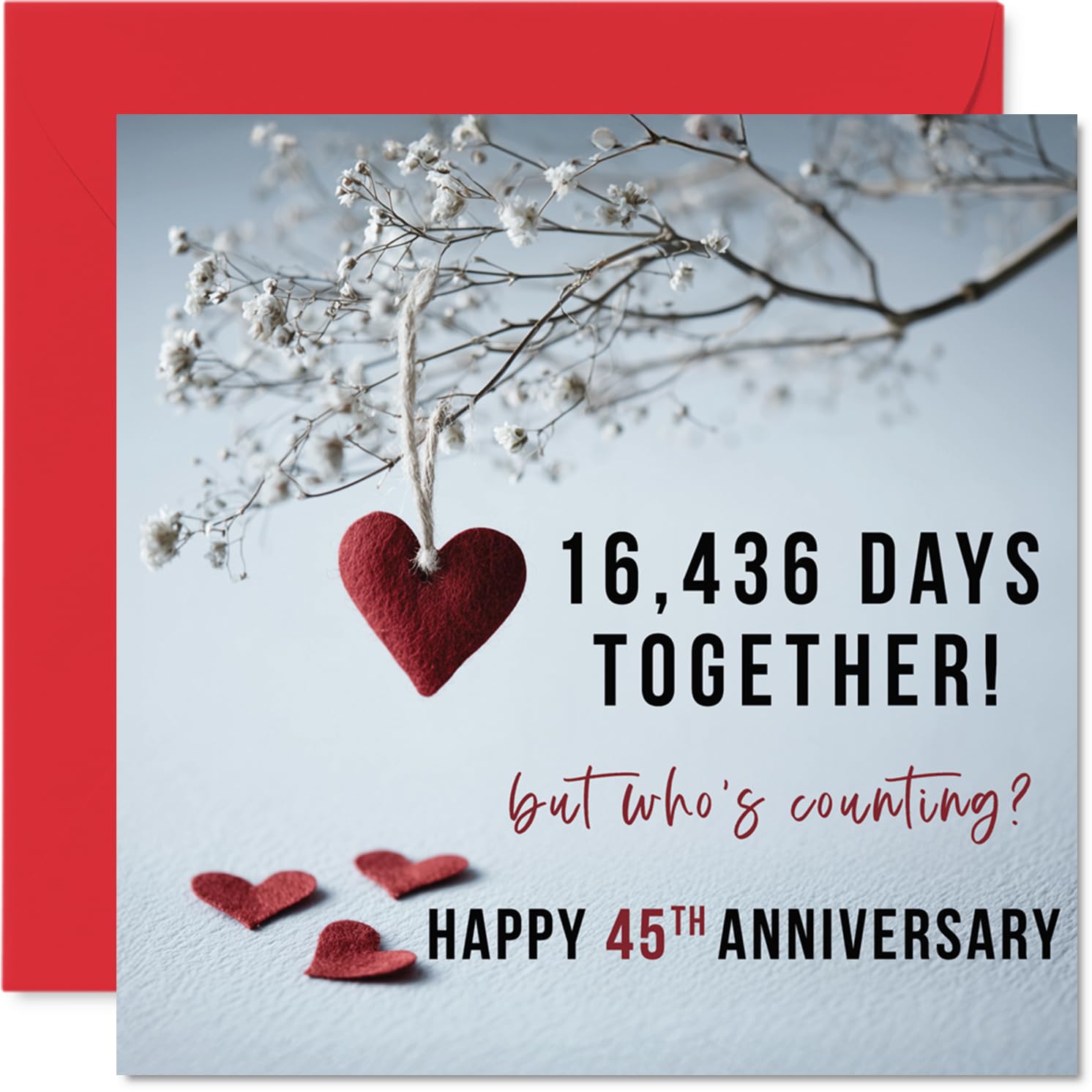 45th Anniversary Card for Women Men - 16436 Days Together! - Happy 45 Year Anniversary Card for Partner Wife Husband Companion, 145mm Wedding Anniversaries Greeting Cards