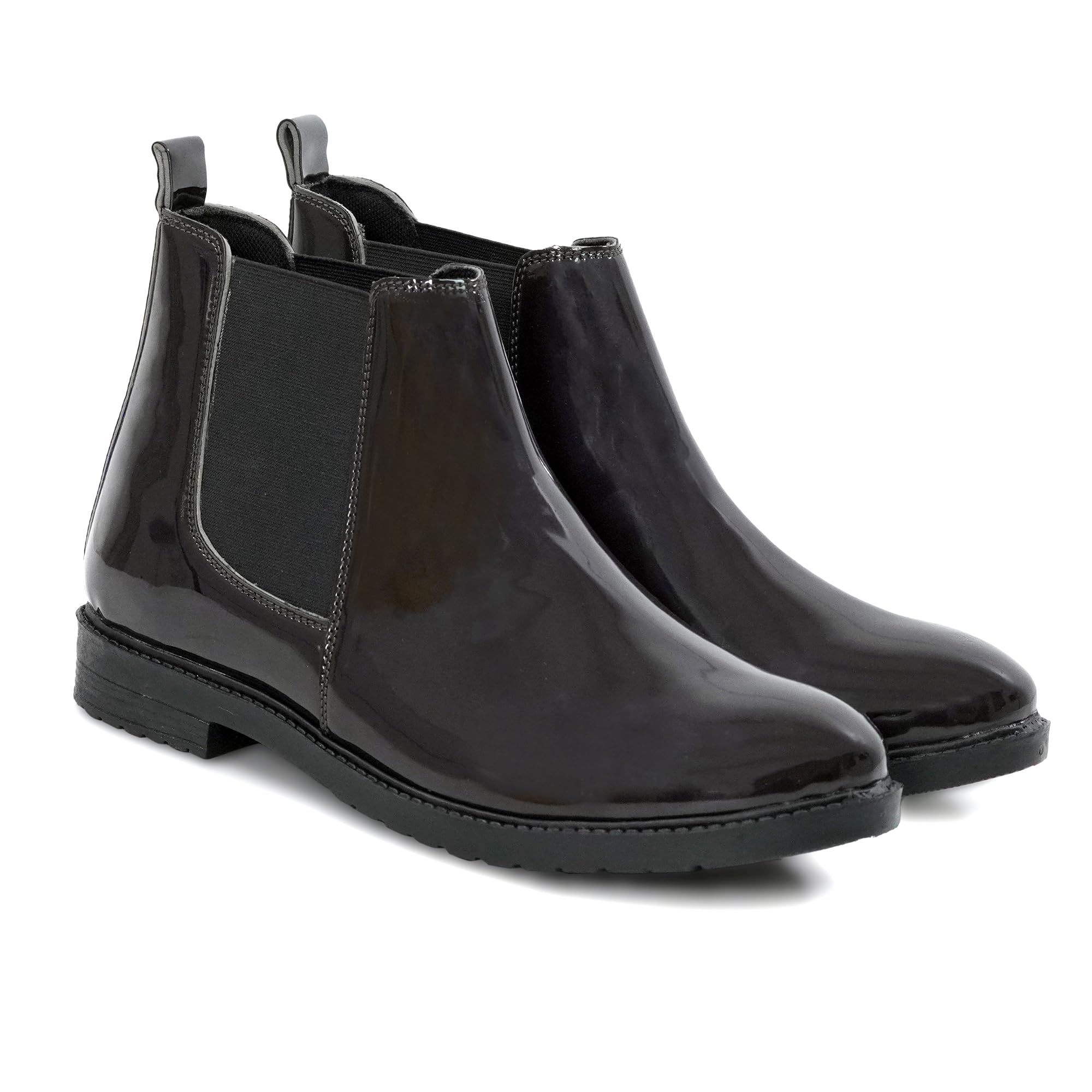 Men's Patent Leather Look Chelsea Boots | Slip-On Formal Ankle Boots-picture-11