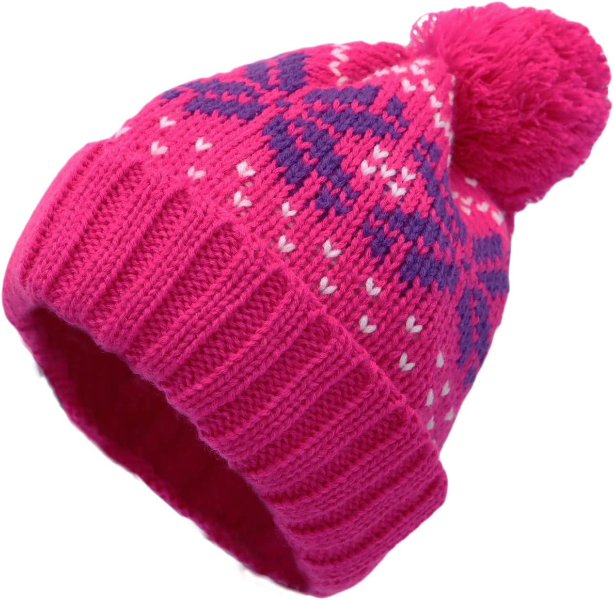 WITHMOONS Knit Fairs Isle Nordic Bobble Pom Beanie Hat JZP0026 image 5