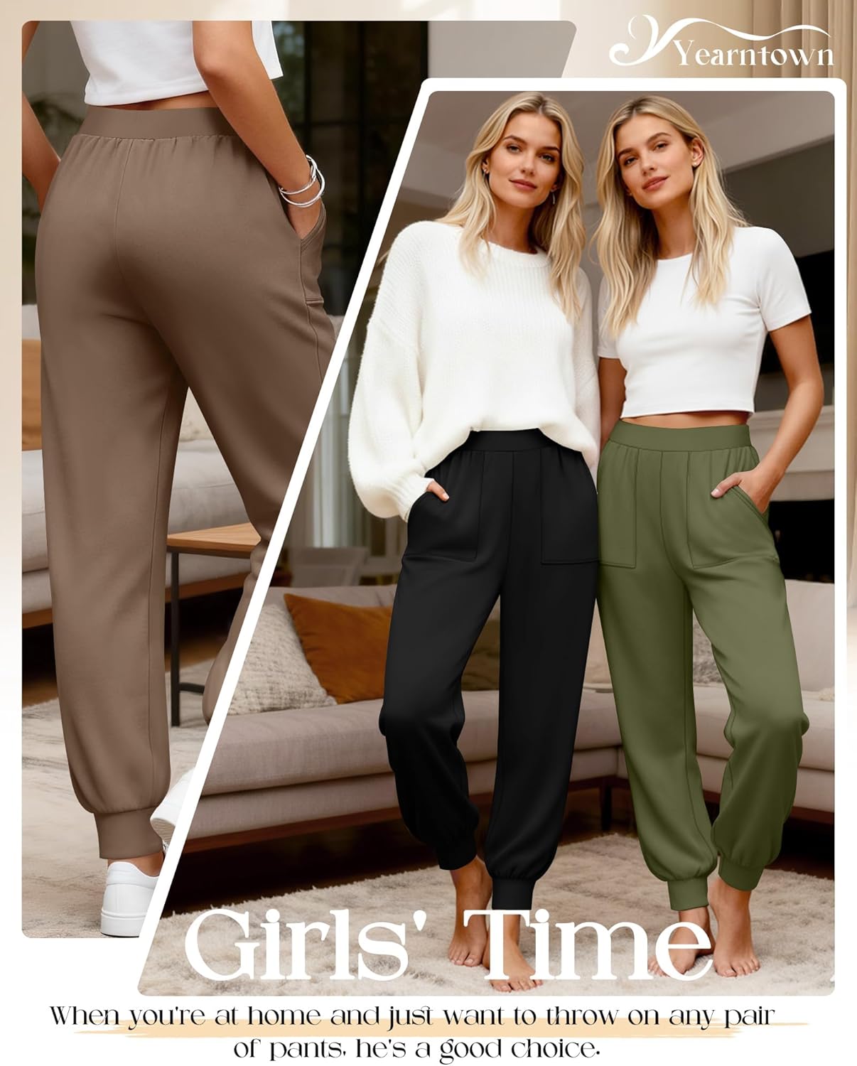 3 Pack Women's Lounge Joggers High Waist Yoga Pants Athletic Workout Pajama Comfy Tapered Sweatpants with Pockets - Image 3