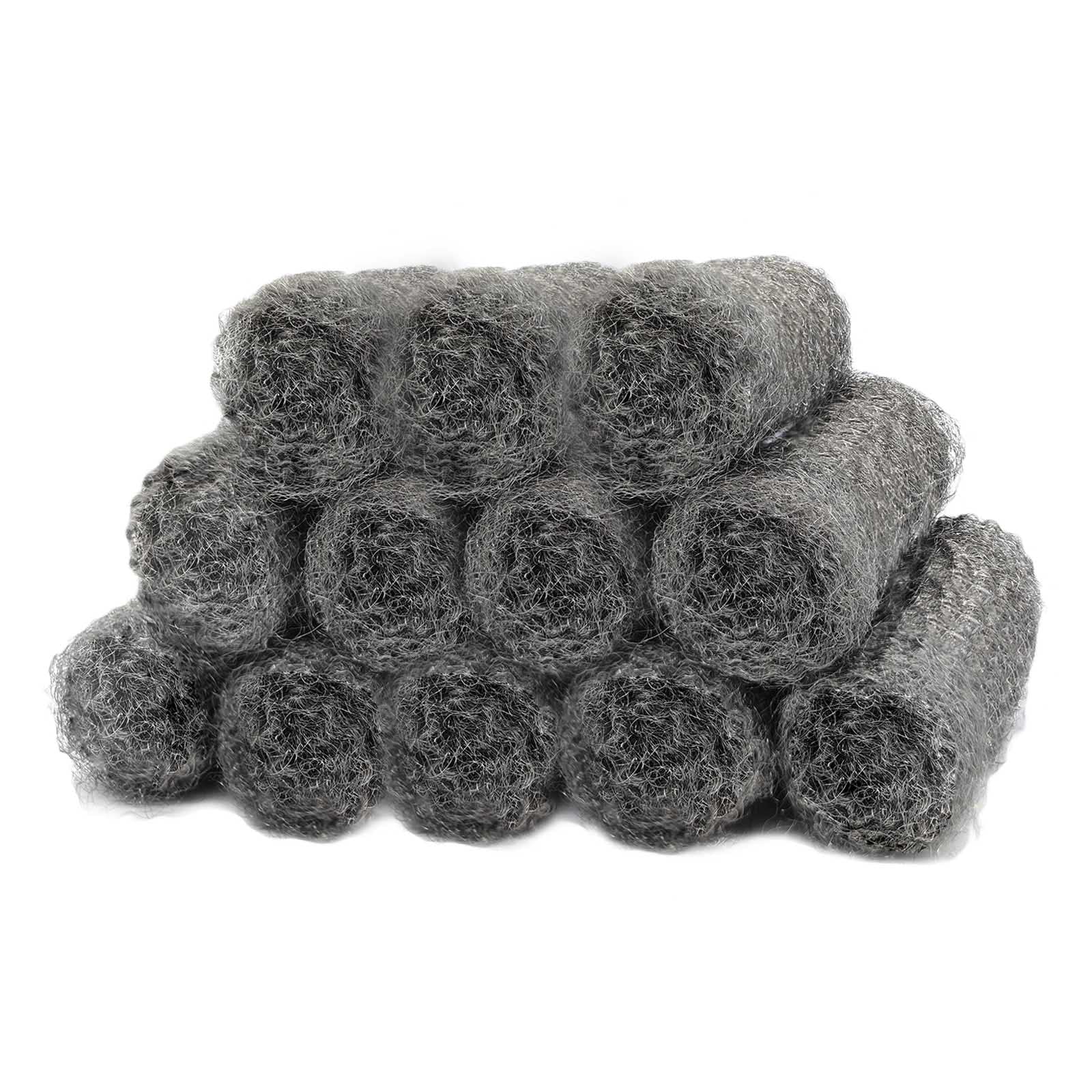 Medsuo 12pcs Steel Wire Wool Rolls Cleaning Pads Non-Scratch Metal Wire Scouring Pad for Cleaning, Polishing, Home and Kitchen Steel Wool for Cleaning Ovens, Broilers, Cookie Sheets, and Pots and Pans