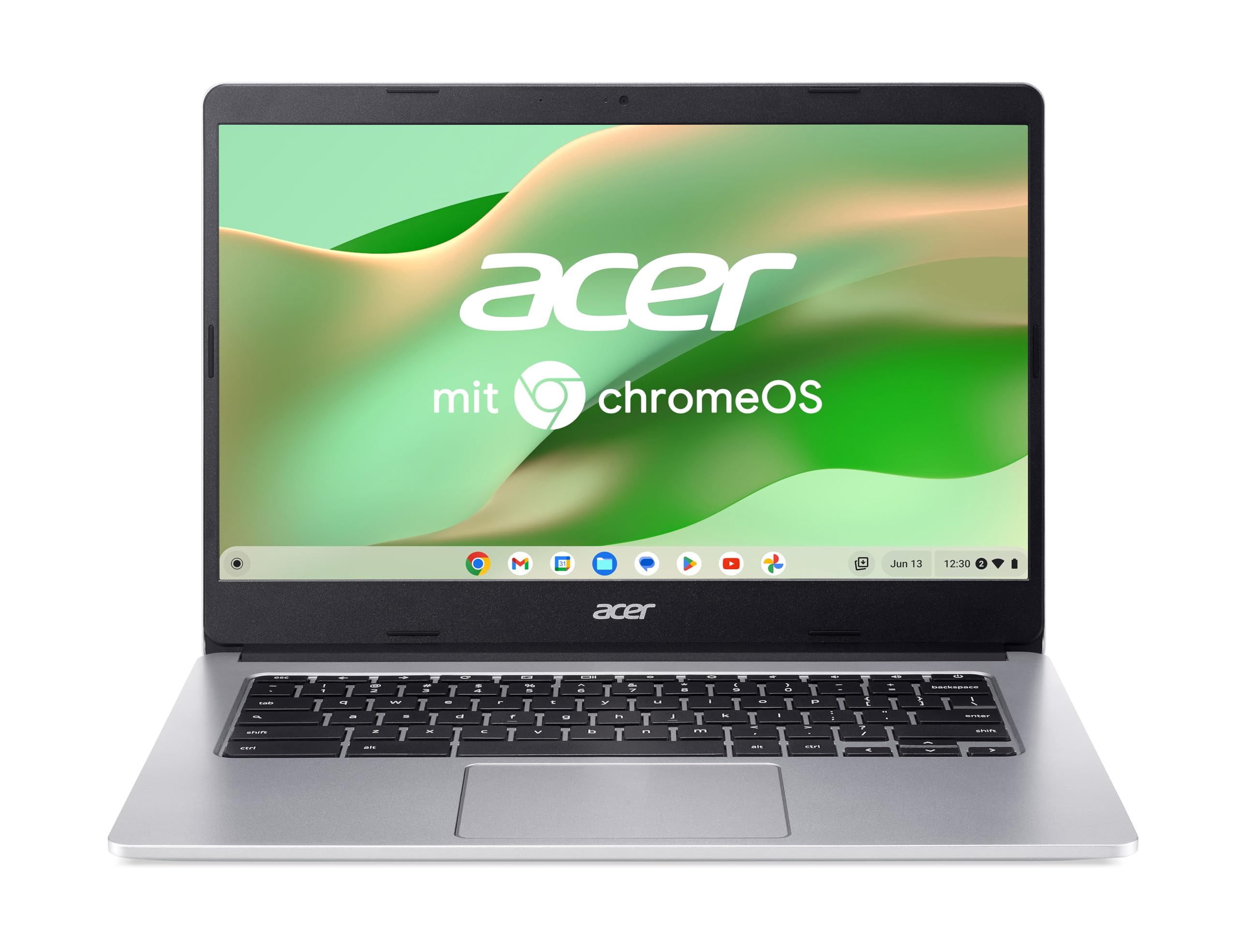 Acer Chromebook 314 (CB314-2H-K0VA) Laptop, 14" FHD Display, MediaTek Octa-Core ARM Cortex A73/A53 (MT8183), 4 GB RAM, 64 GB eMMC, Mali-G72 MP3 GPU, Google ChromeOS, QWERTZ-Tastatur, Silver