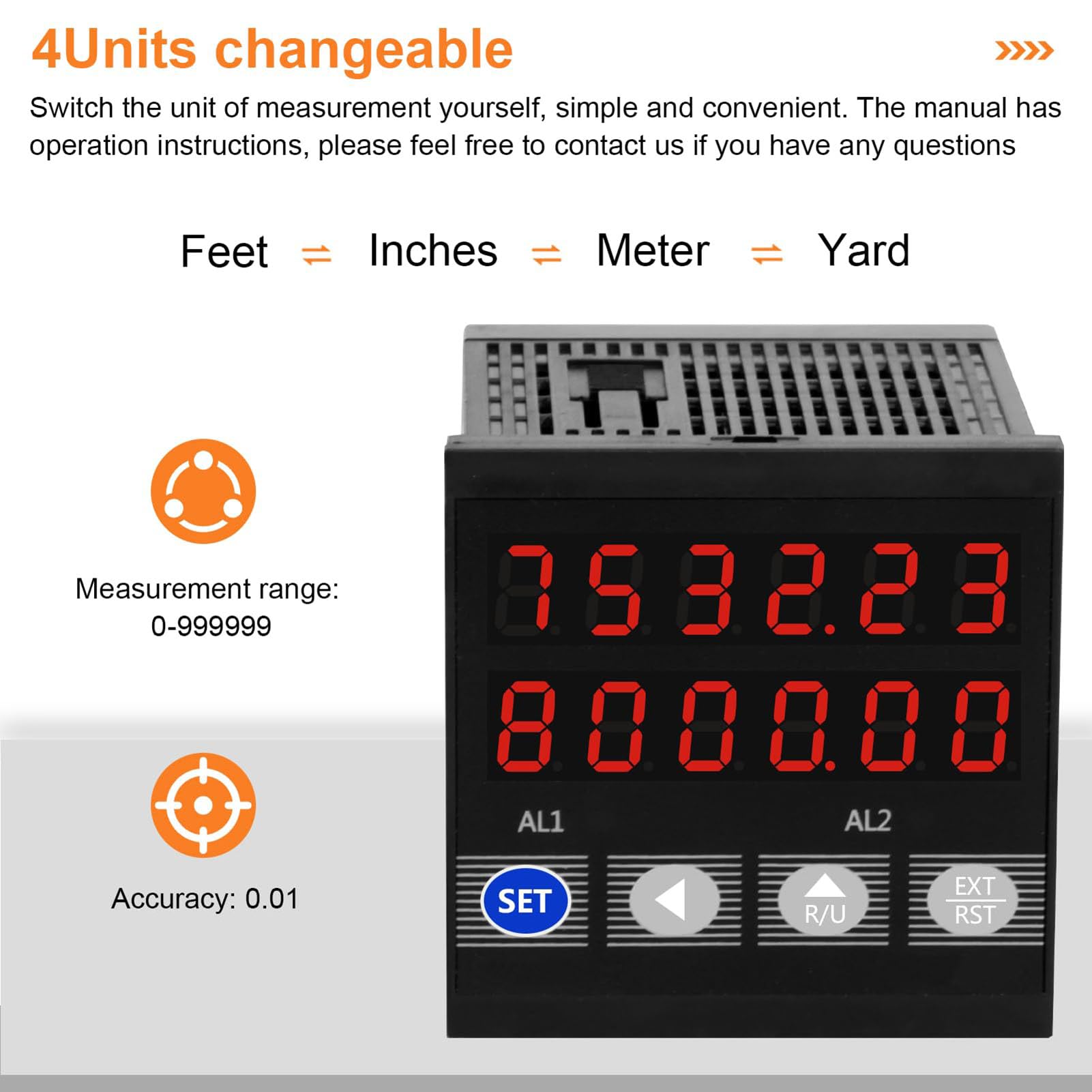 Compteur de Longueur Numérique, Roue de Mesure Numérique de Longueur avec Compteur Mécanique et Fonction Mémoire (0-999999), Idéal pour Les Environnements Industriels