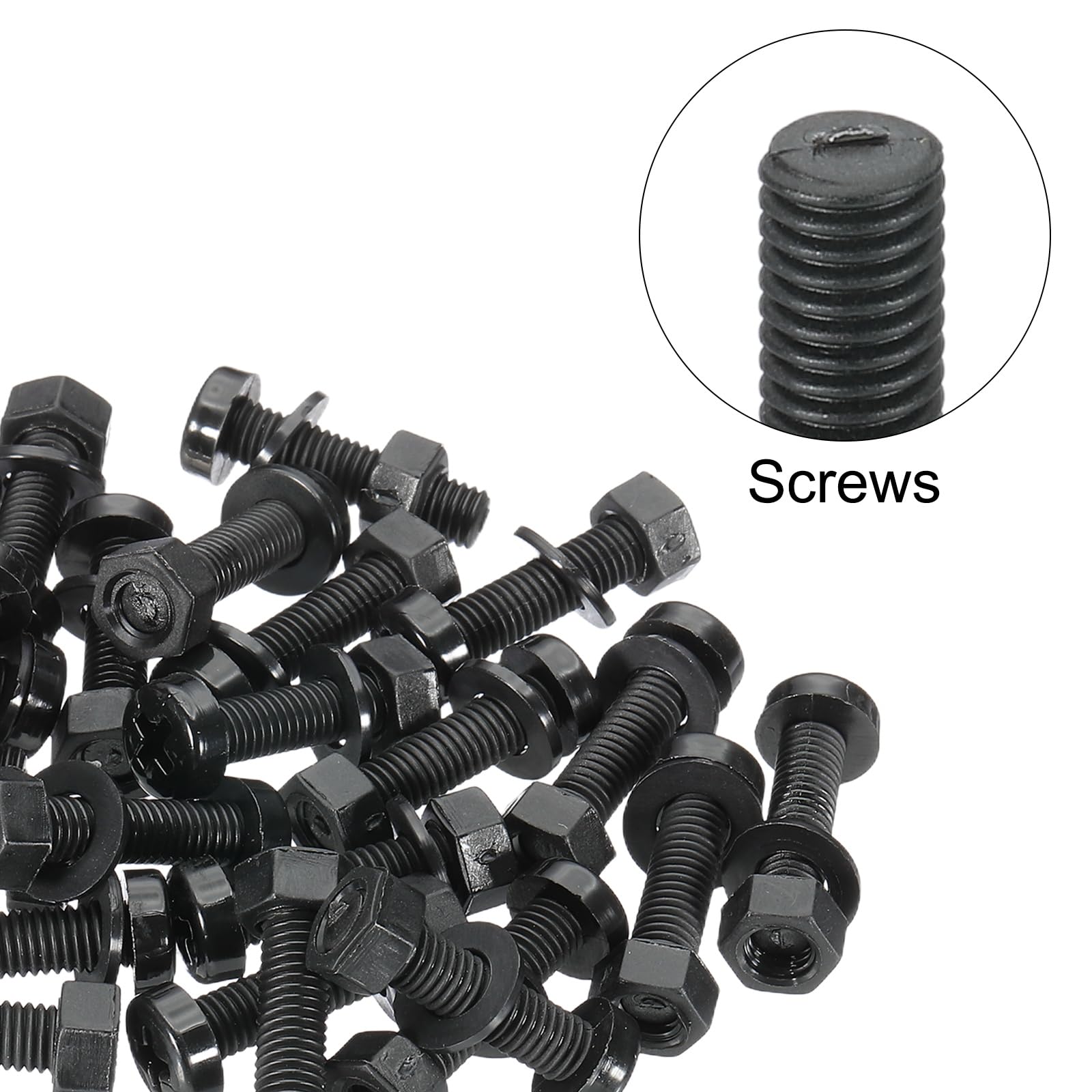 PATIKIL M5x20mm Black Nylon Bolts Plastic Nuts Full Thread Head Screws, 24 Pcs - Image 4