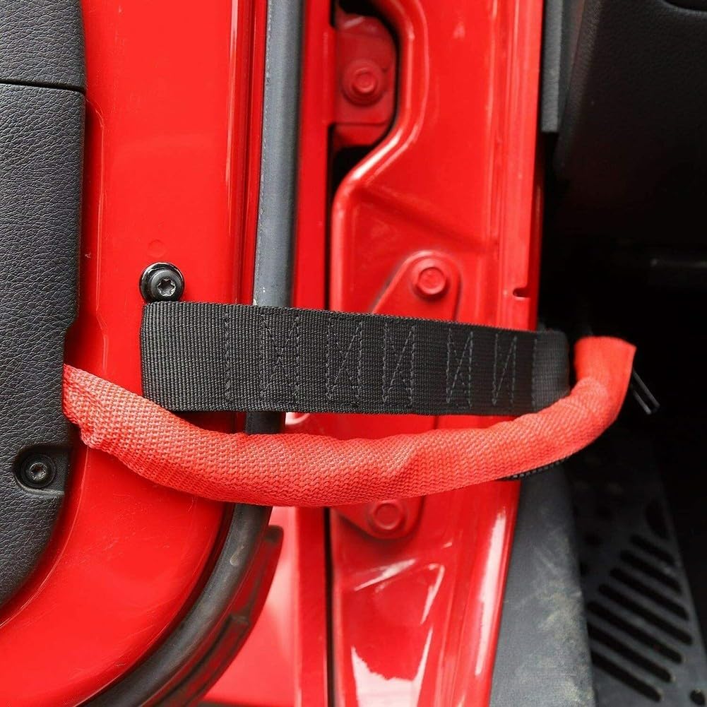 Cinghia di limitazione per portiera per Jeep Wrangler CJ YJ TJ JK JKU - Materiale in nylon resistente, aggiornamento robusto, previene l'apertura, confezione da 2 pannelli interni